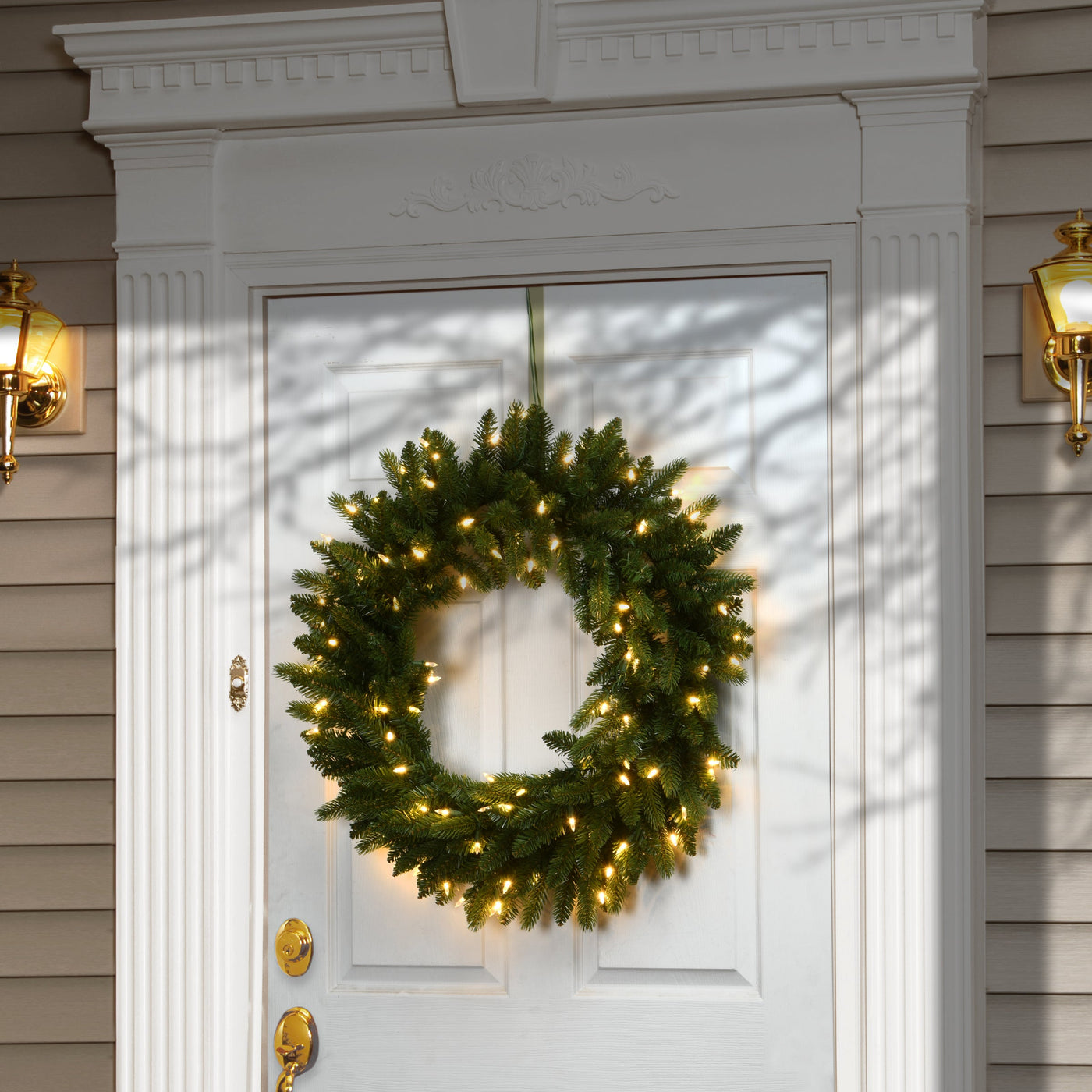 30 in. Pre-Lit Grande Fir Wreath with Warm White LED Lights