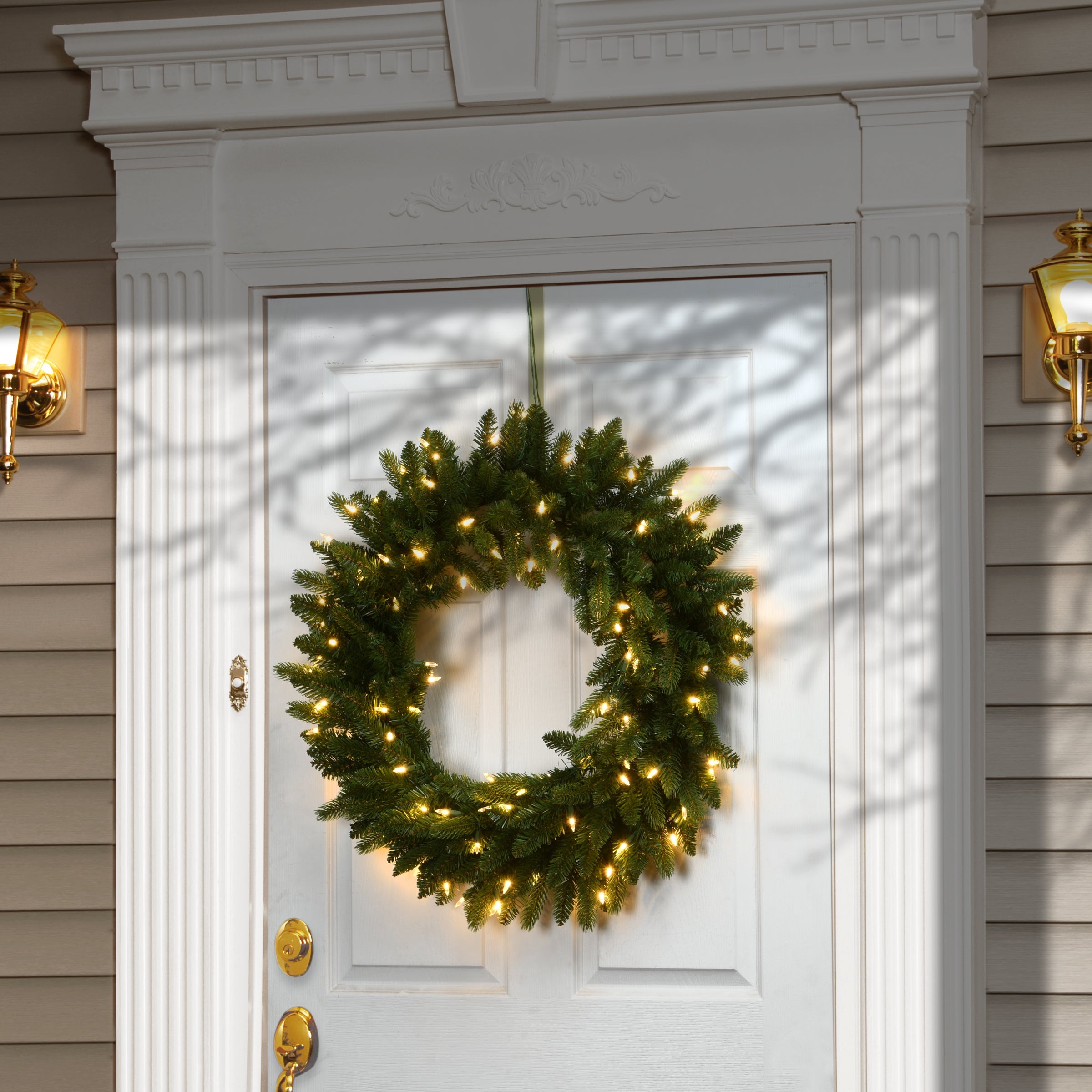 30 in. Pre-Lit Grande Fir Wreath with Warm White LED Lights