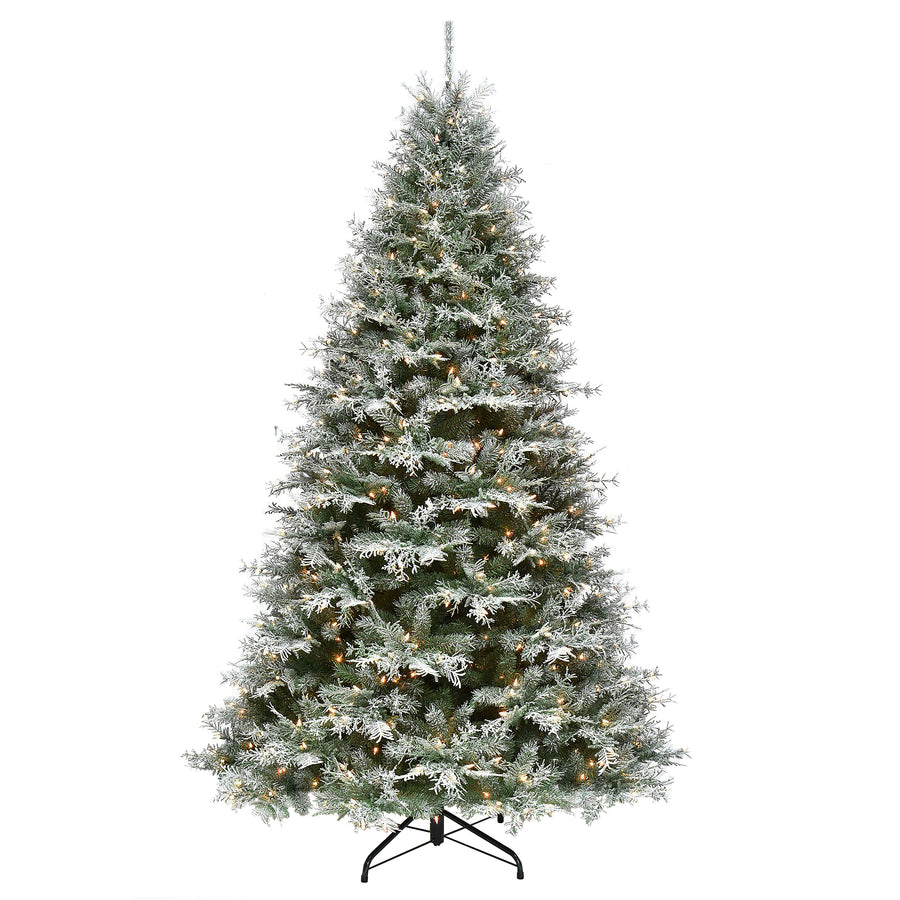 7.5 ft. Pre-Lit Snowy Stonington Fir Tree with Dual Color LED Lights