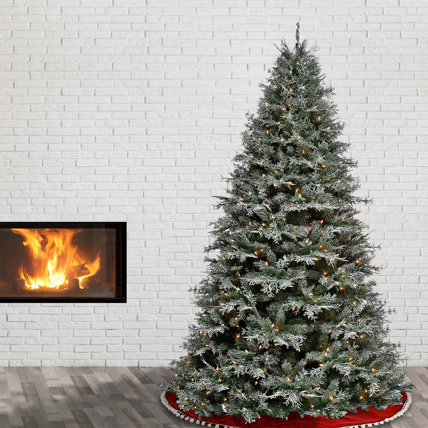 7.5 ft. Pre-Lit Snowy Stonington Fir Tree with Dual Color LED Lights