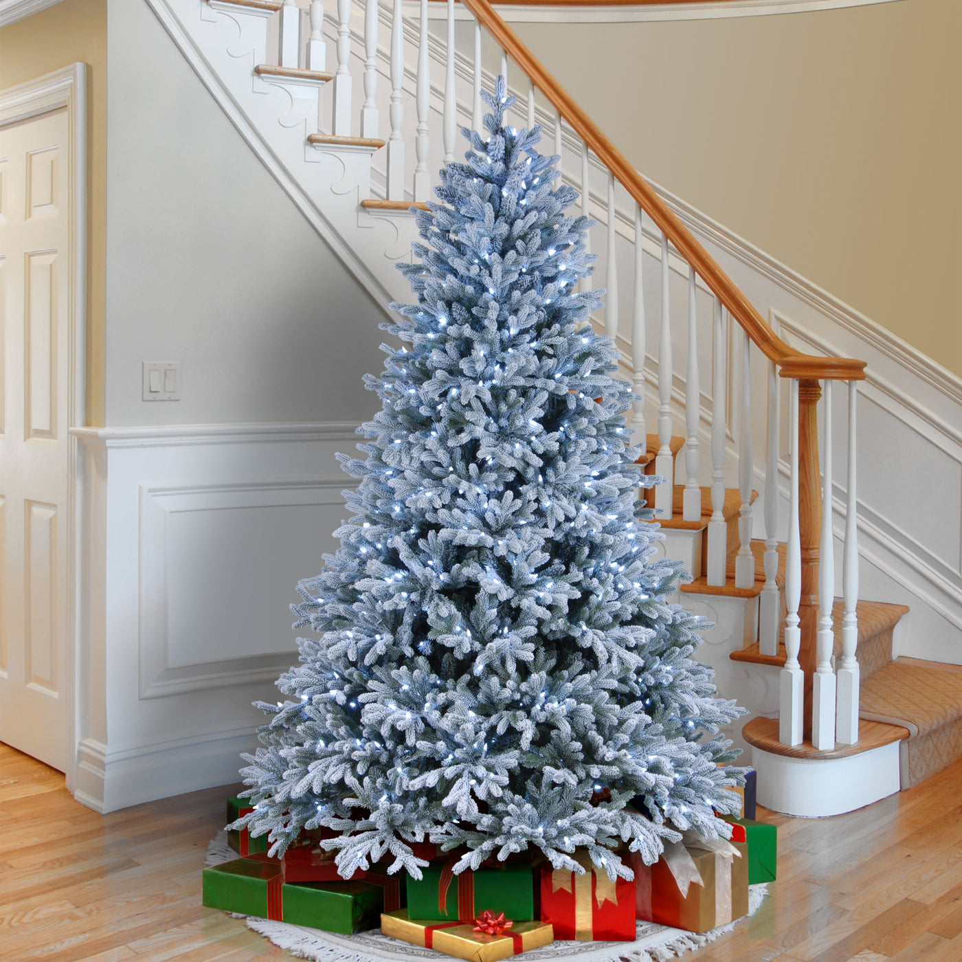 7.5 ft. Pre-Lit Snowy Hamilton Spruce Tree with PowerConnect Cool White LED Lights
