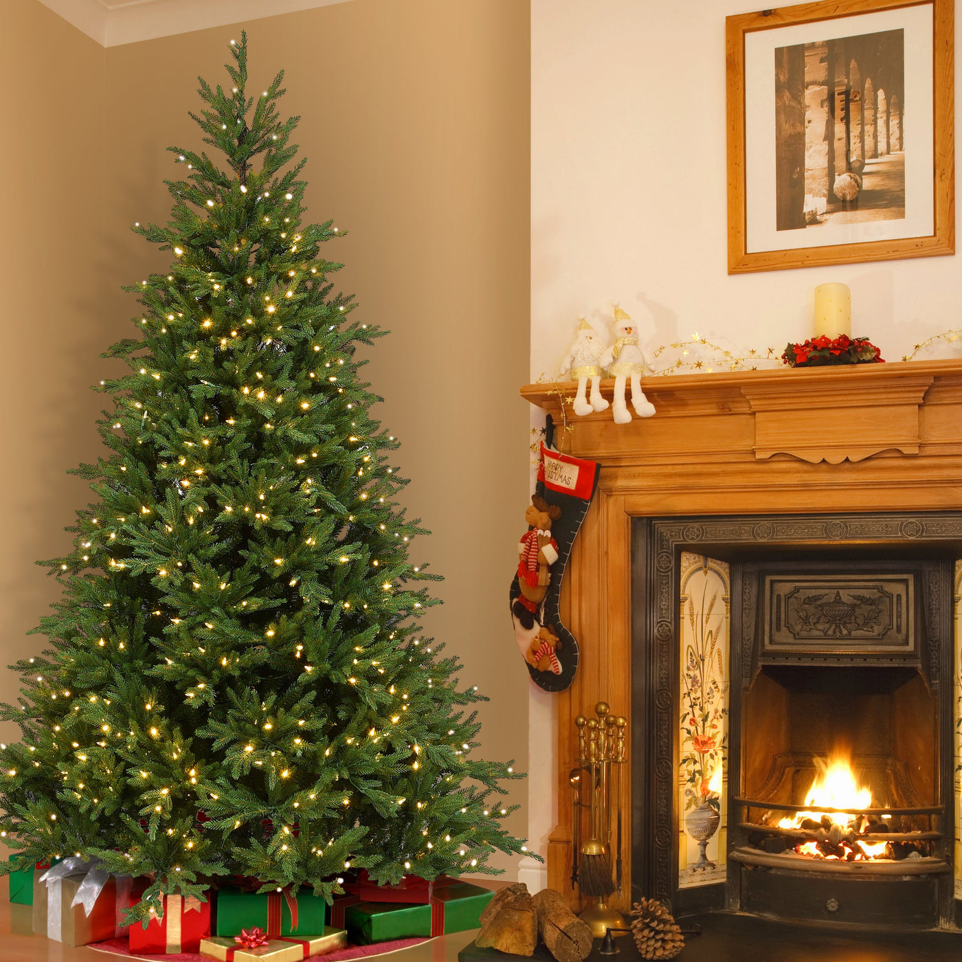 7.5 ft. Pre-Lit Huron Spruce Tree with Dual Color LED Lights