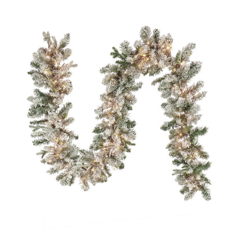 9 ft. Pre-Lit Iceland Fir Garland with Dual Color LED Cosmic Lights