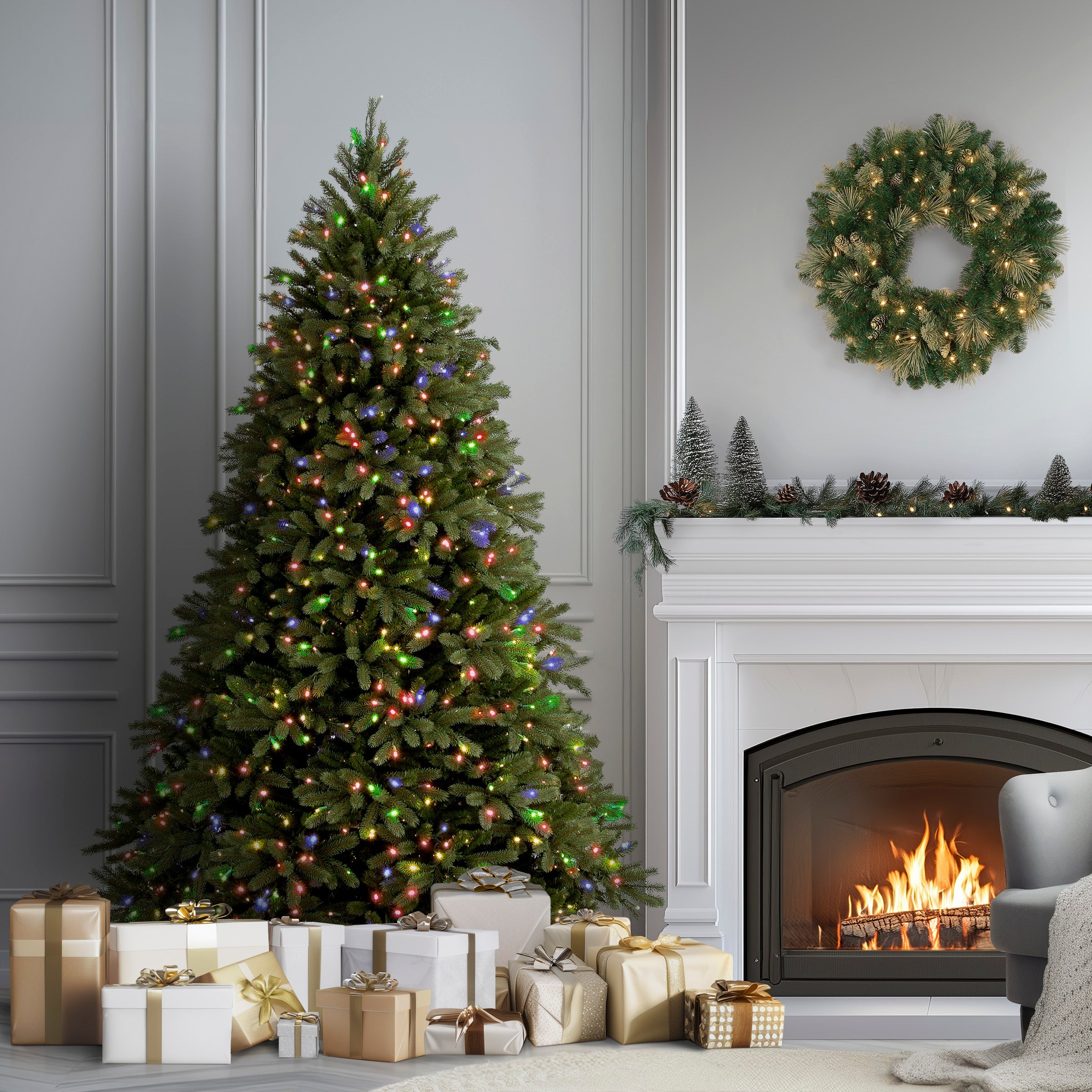 6.5 ft. Pre-Lit Jersey Fraser Fir Tree with Multicolor Lights