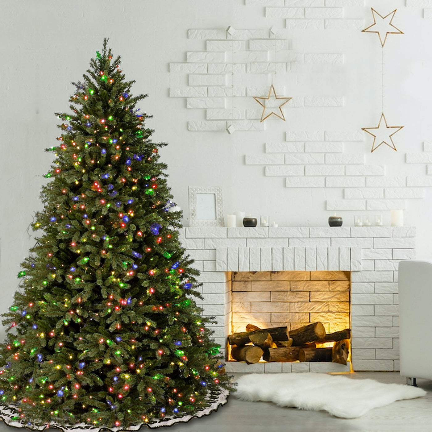 7.5 ft. Pre-Lit Jersey Fraser Fir Tree with Multicolor Lights