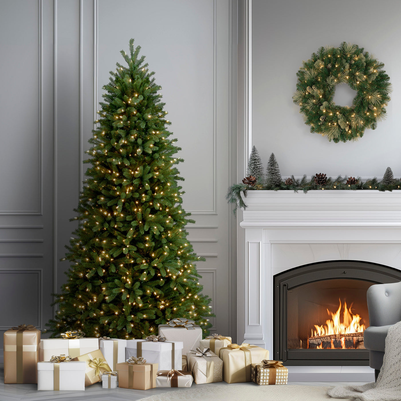 6.5 ft. Pre-Lit Jersey Fraser Fir Slim Tree with Clear Lights