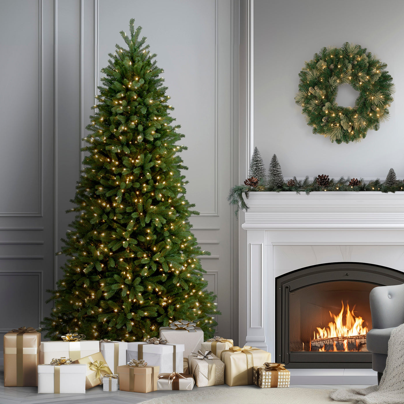 7.5 ft. Pre-Lit Jersey Fraser Fir Slim Tree with Clear Lights