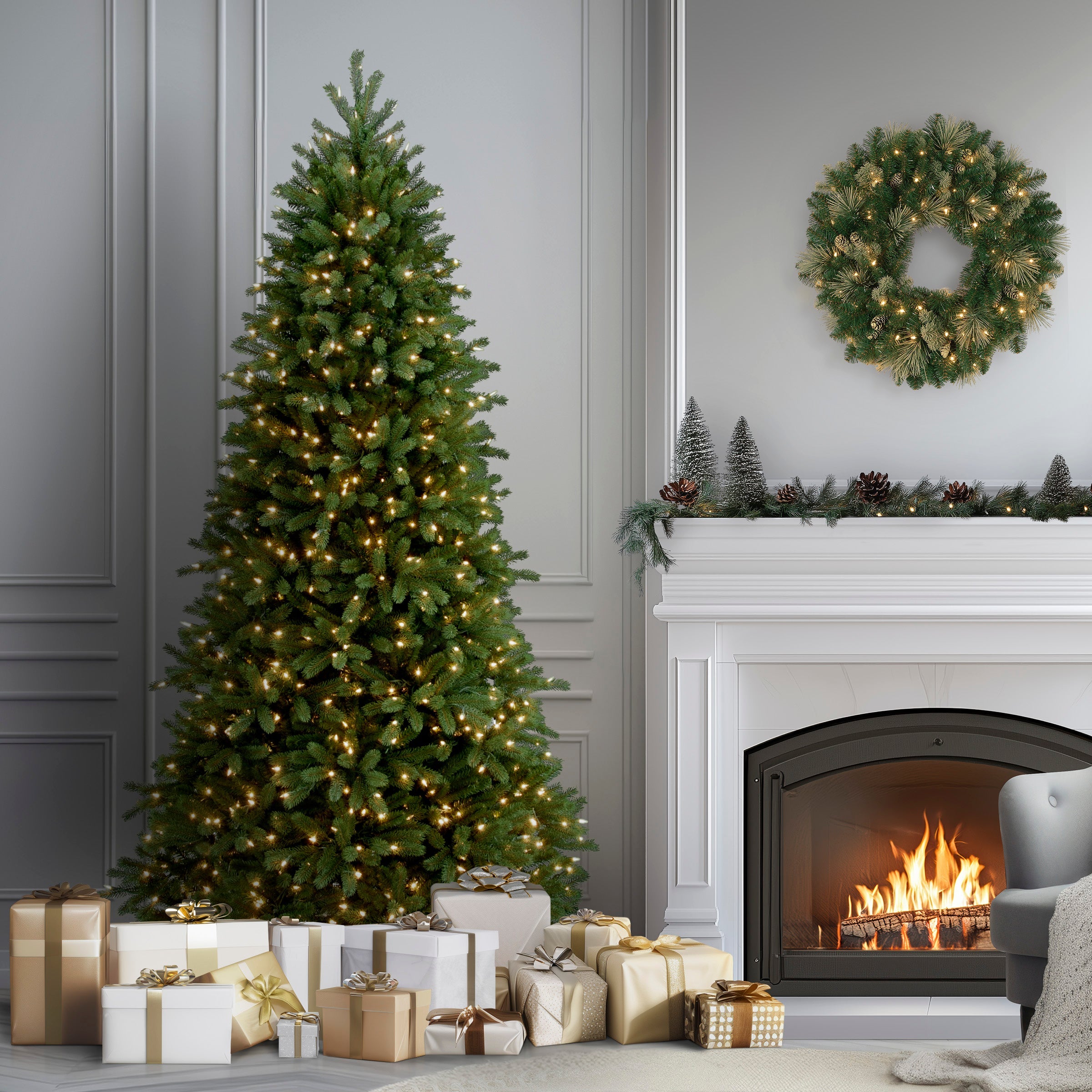 7.5 ft. Pre-Lit Jersey Fraser Fir Slim Tree with Clear Lights