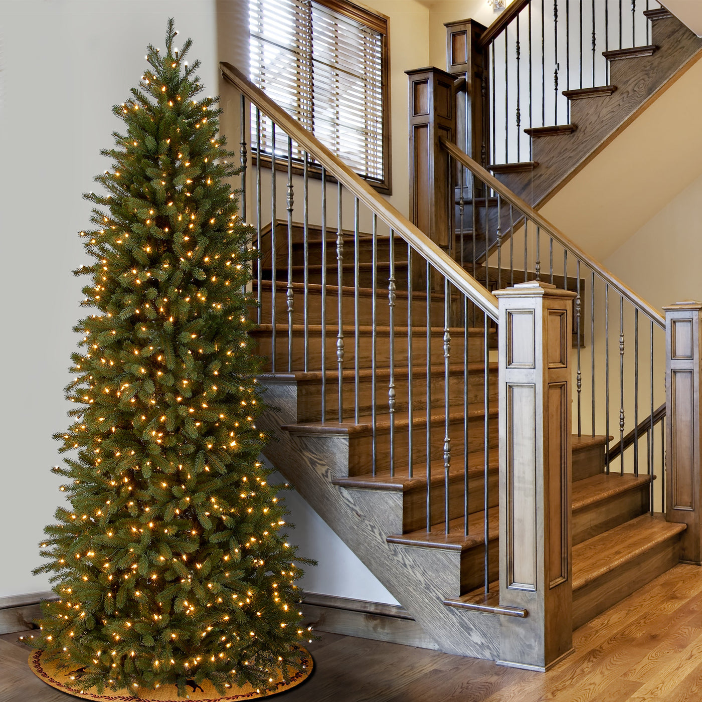 12 ft. Pre-Lit Jersey Fraser Fir Pencil Slim Tree with Clear Lights