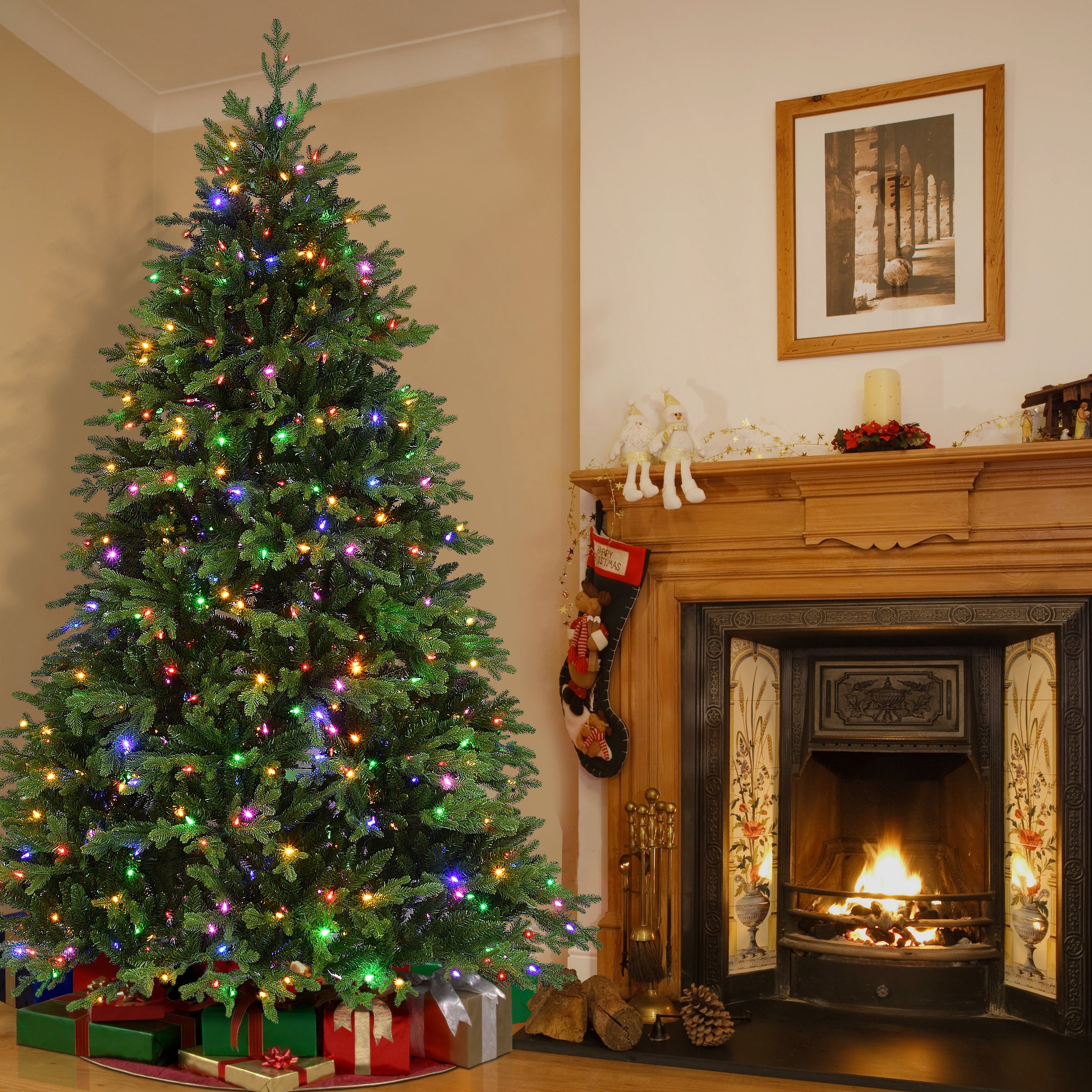7.5 ft. Pre-Lit Cascade Fir Tree with Dual Color LED Lights