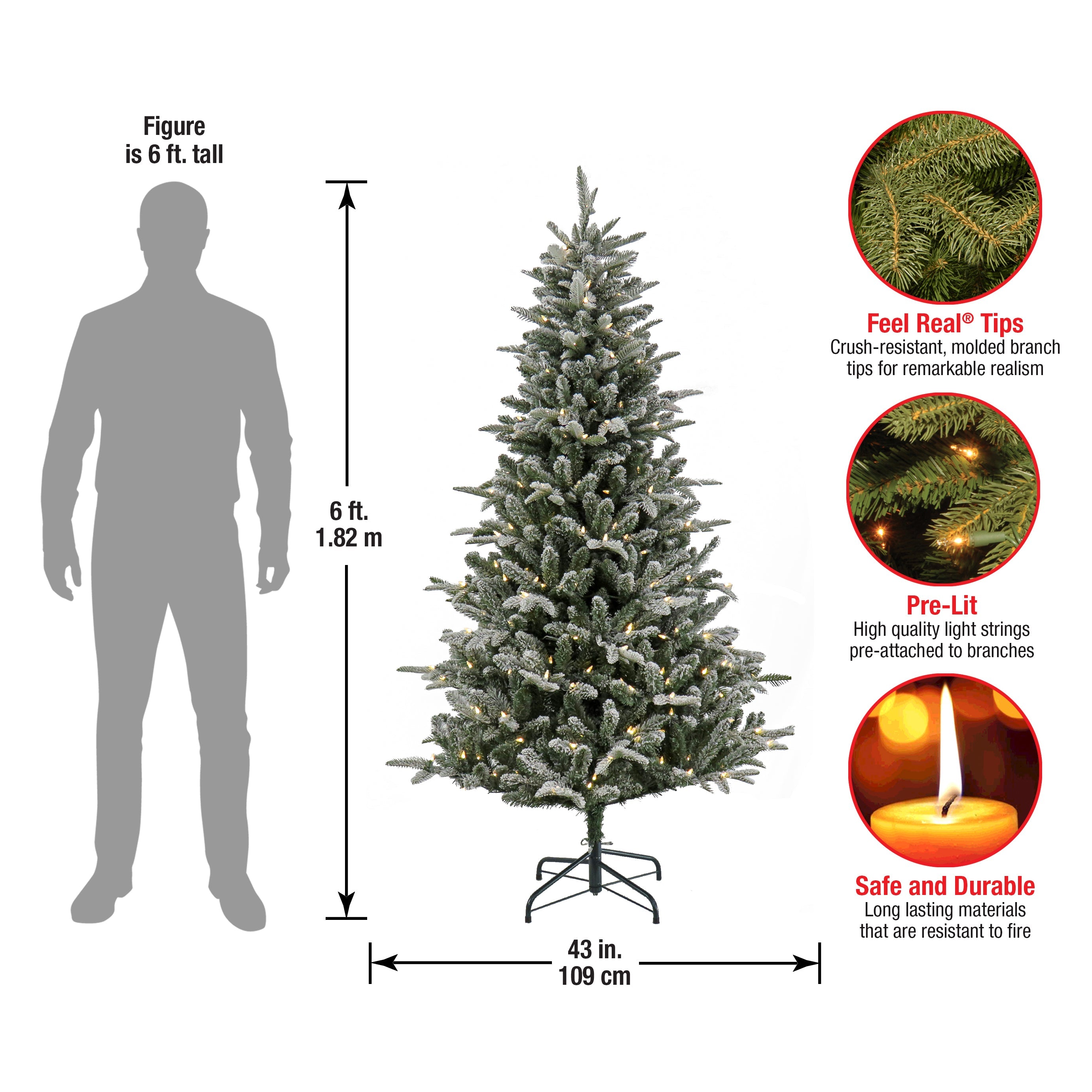 6 ft. Pre-Lit Snowy Libby Fir Tree with LED Lights