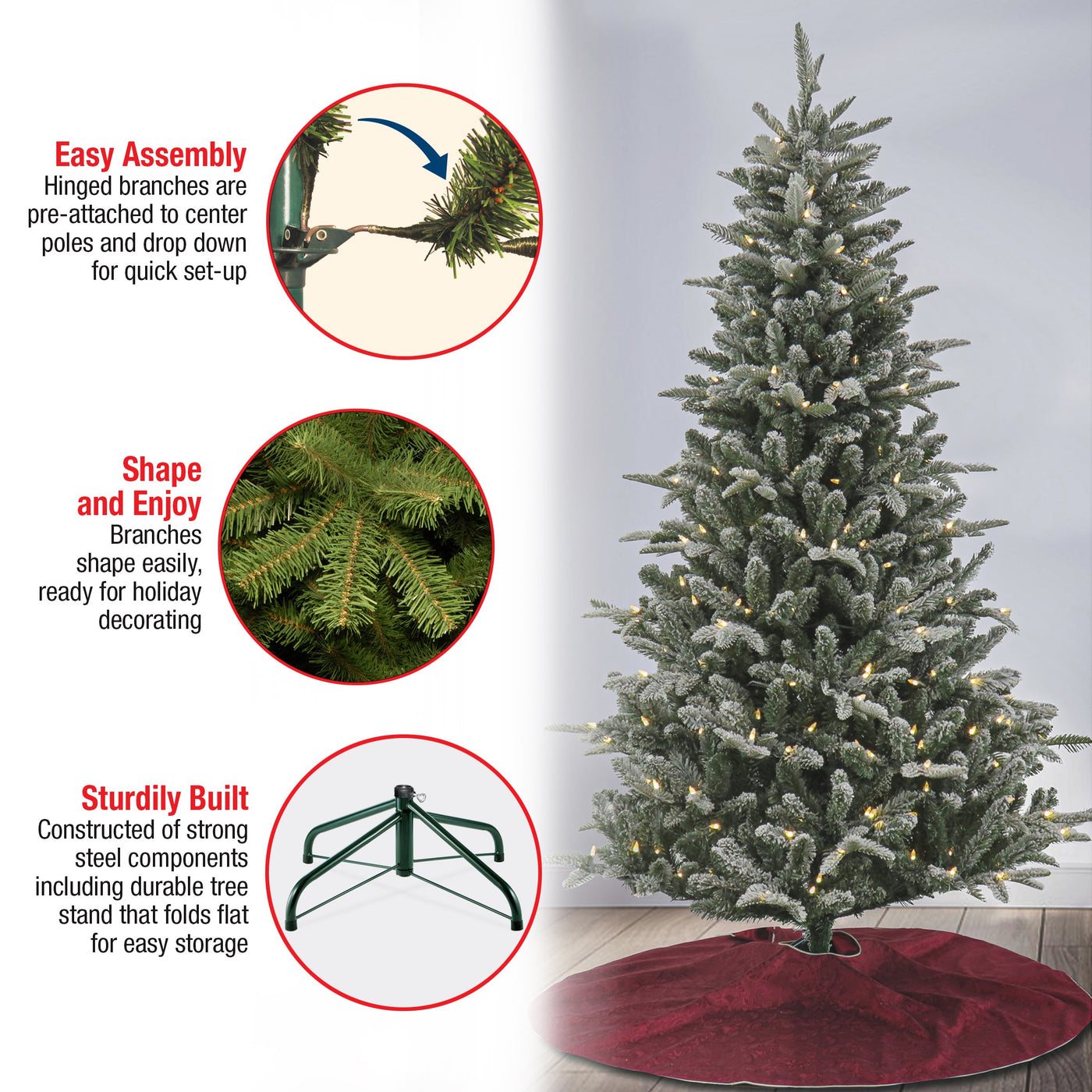 6 ft. Pre-Lit Snowy Libby Fir Tree with LED Lights