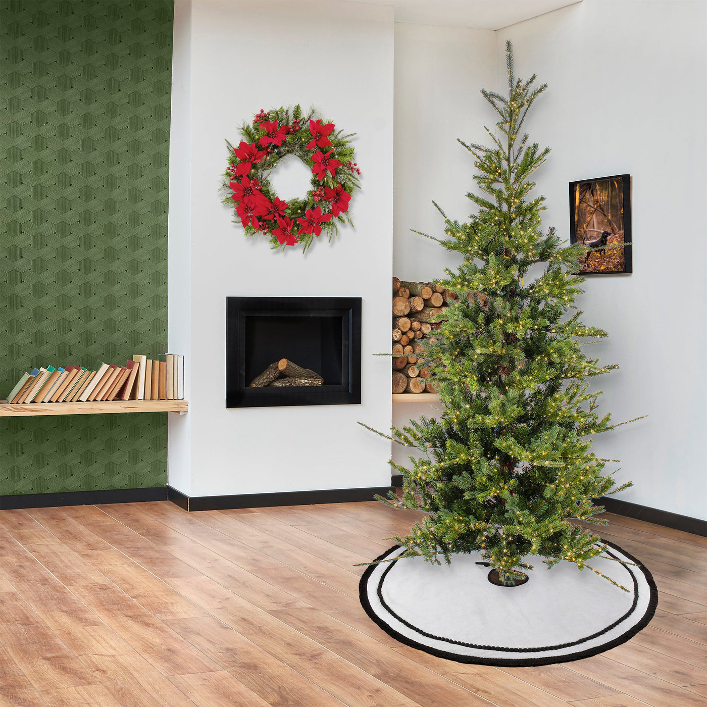 7.5 ft. Pre-Lit Lark Pine Medium Tree with Warm White LED Rice Lights