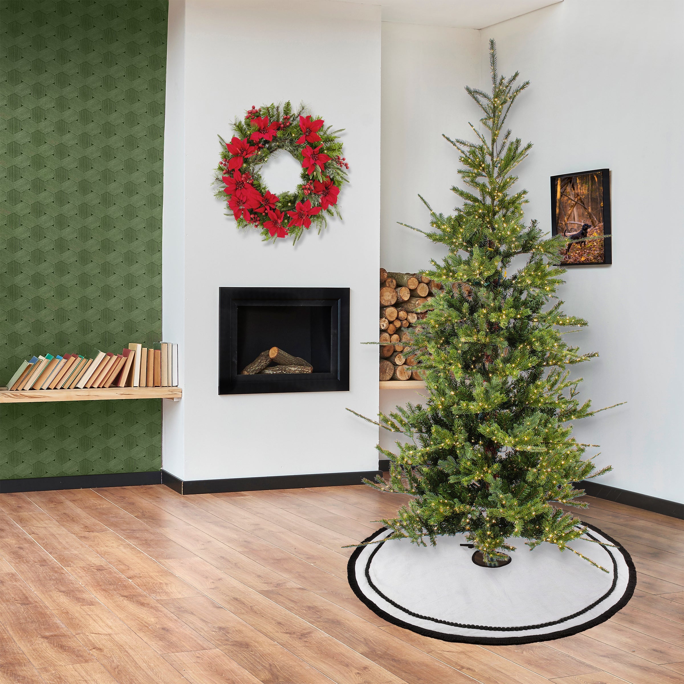 7.5 ft. Pre-Lit Lark Pine Medium Tree with Warm White LED Rice Lights