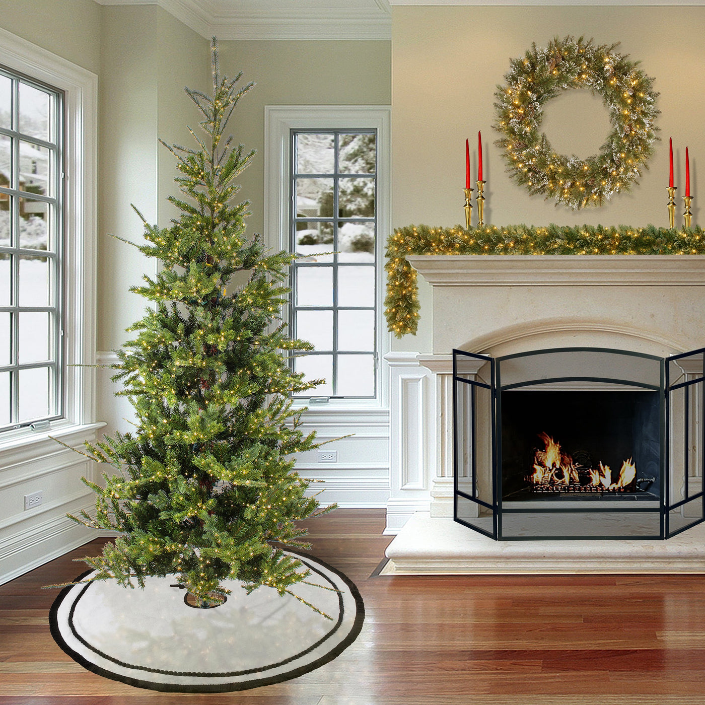 9 ft. Pre-Lit Lark Pine Medium Tree with Warm White LED Rice Lights