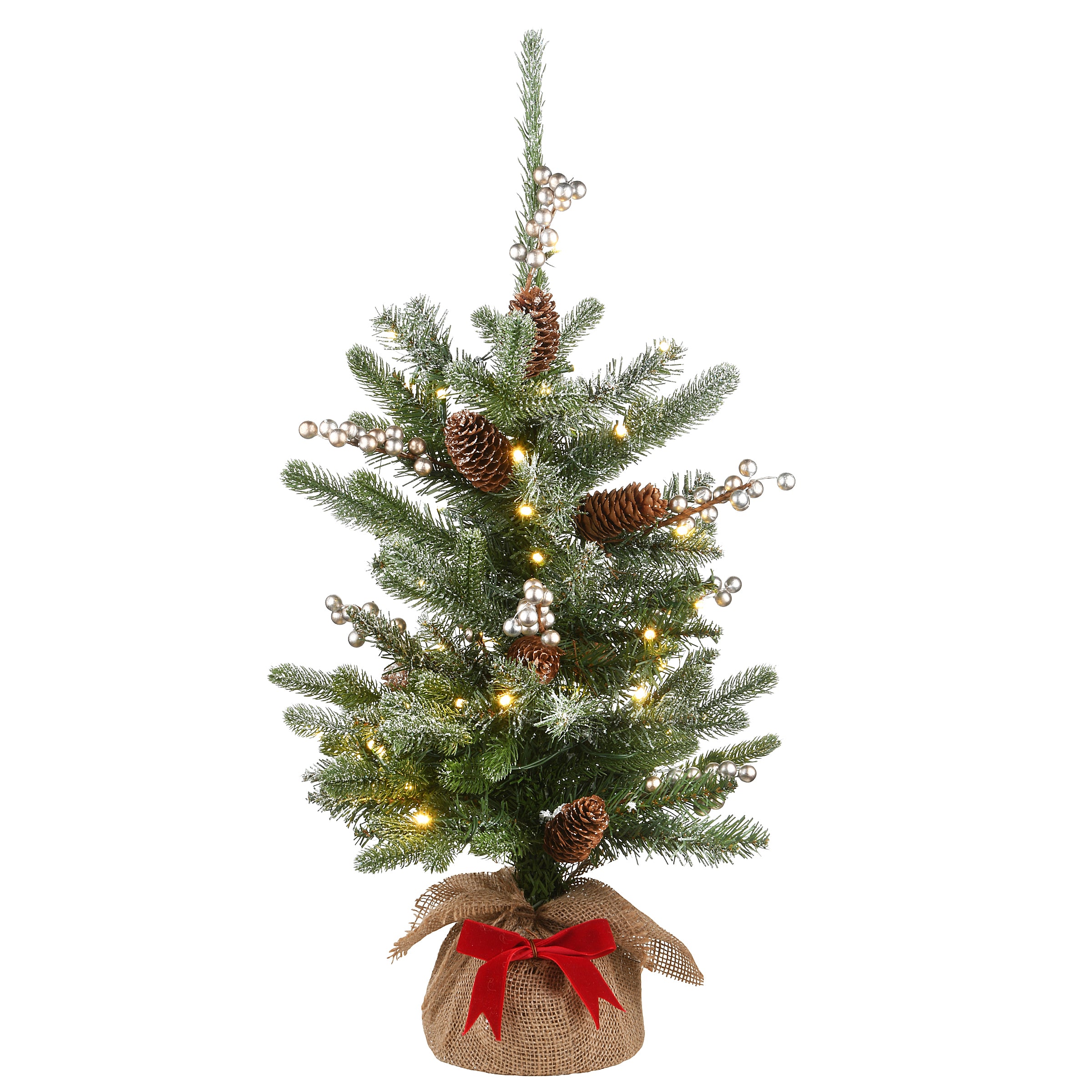 2 ft. Pre-Lit Snowy Morgan Tree with Battery Operated Lights
