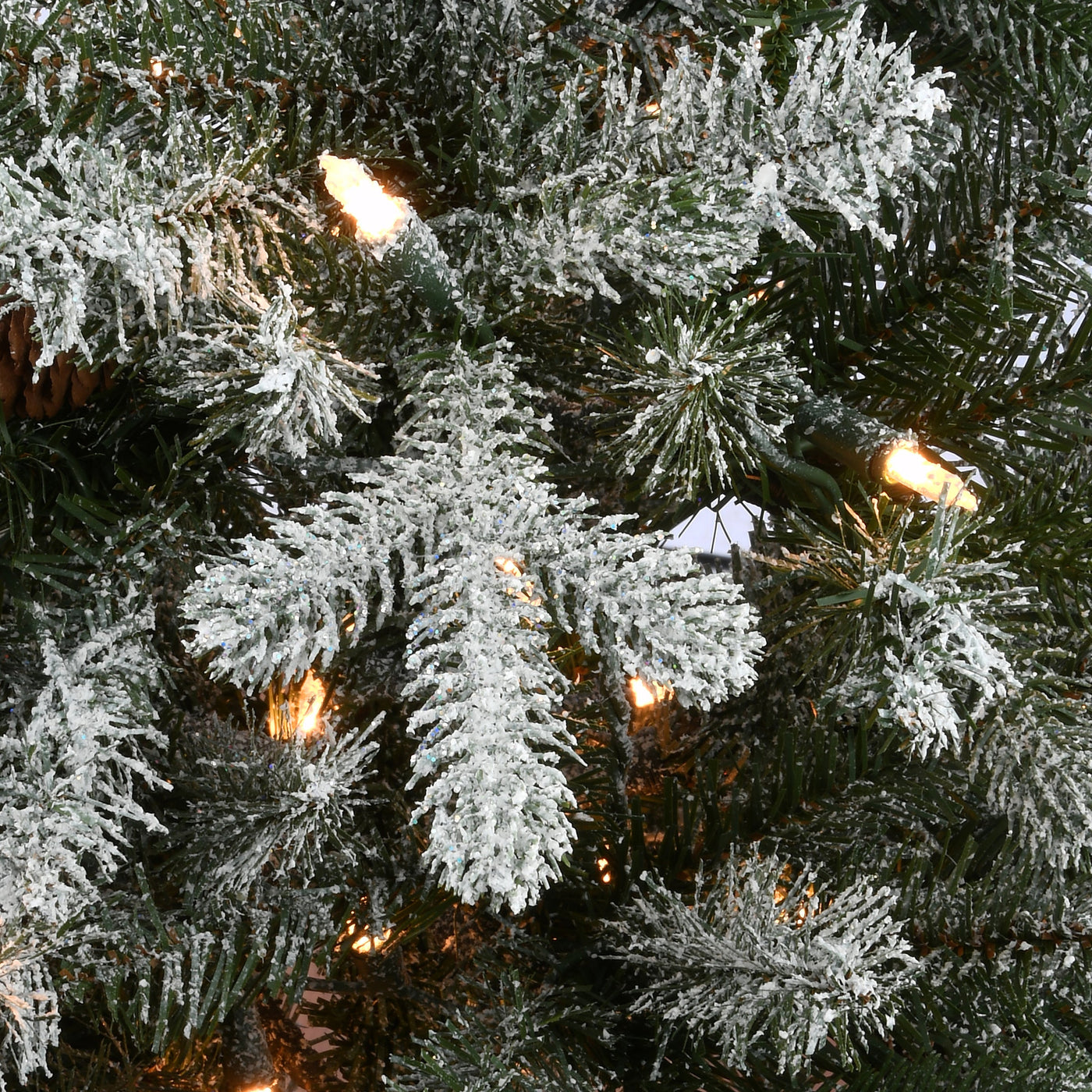 6.5 ft. Pre-Lit Snowy Morgan Spruce Slim Tree with Clear Lights