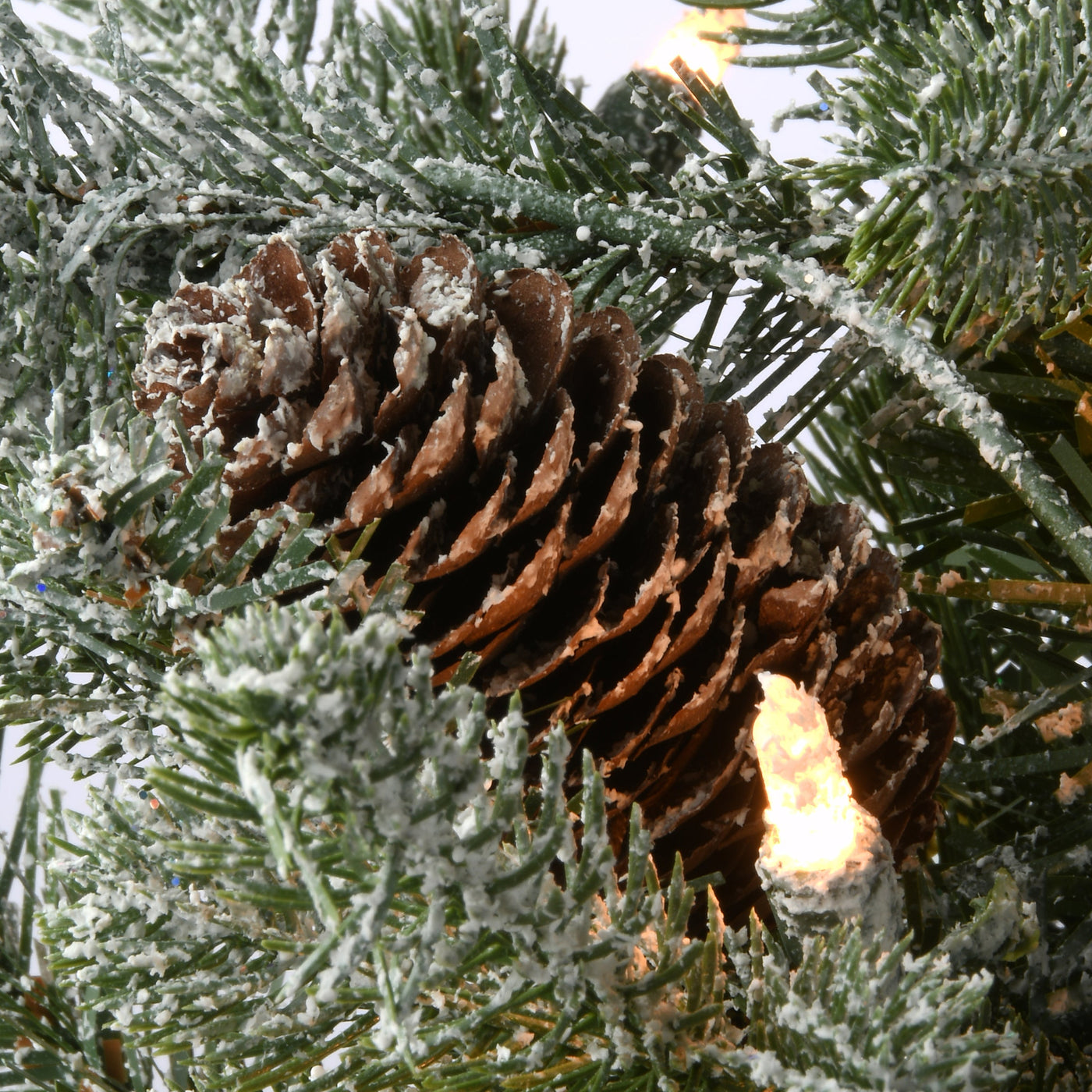 6.5 ft. Pre-Lit Snowy Morgan Spruce Slim Tree with Clear Lights