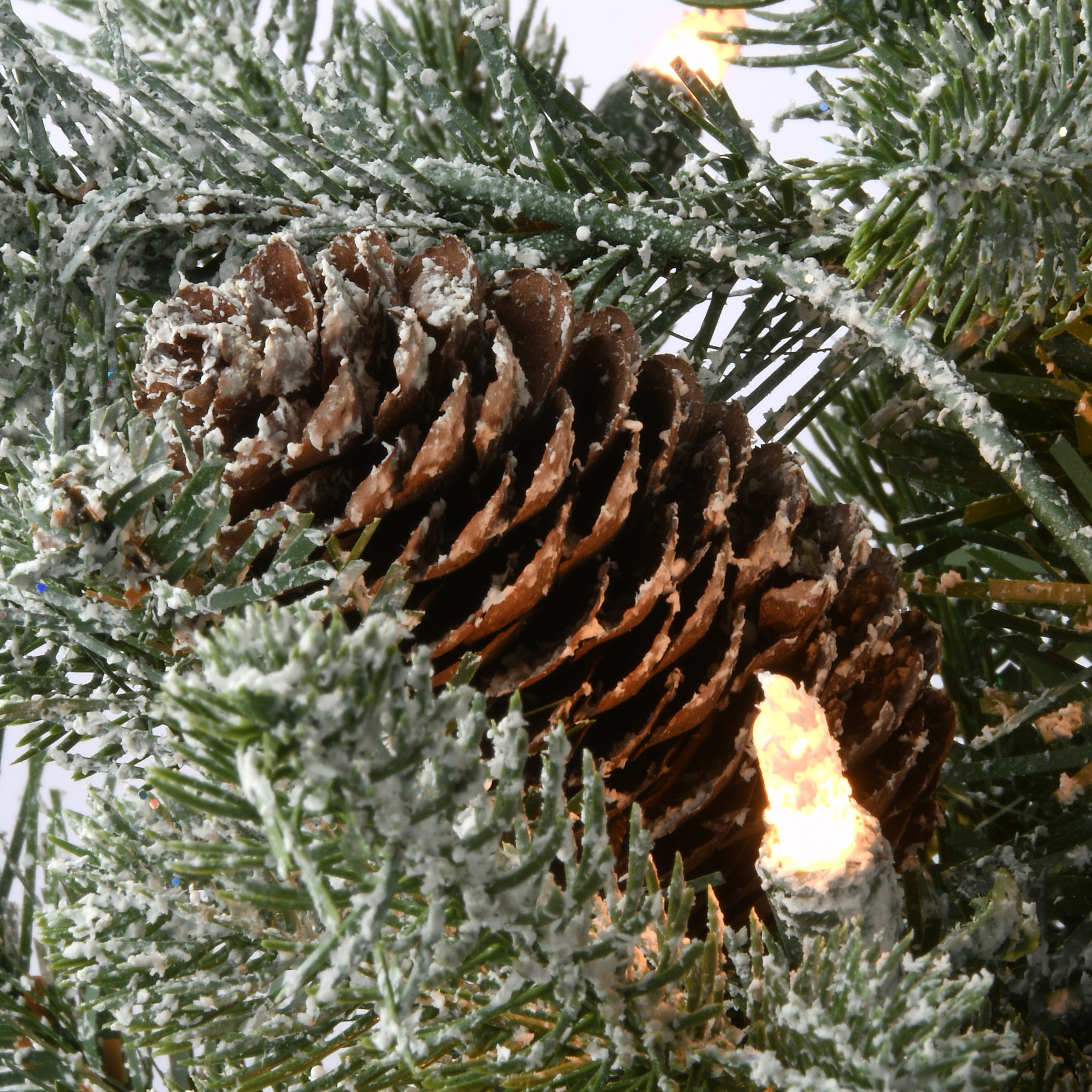 6.5 ft. Pre-Lit Snowy Morgan Spruce Slim Tree with Clear Lights