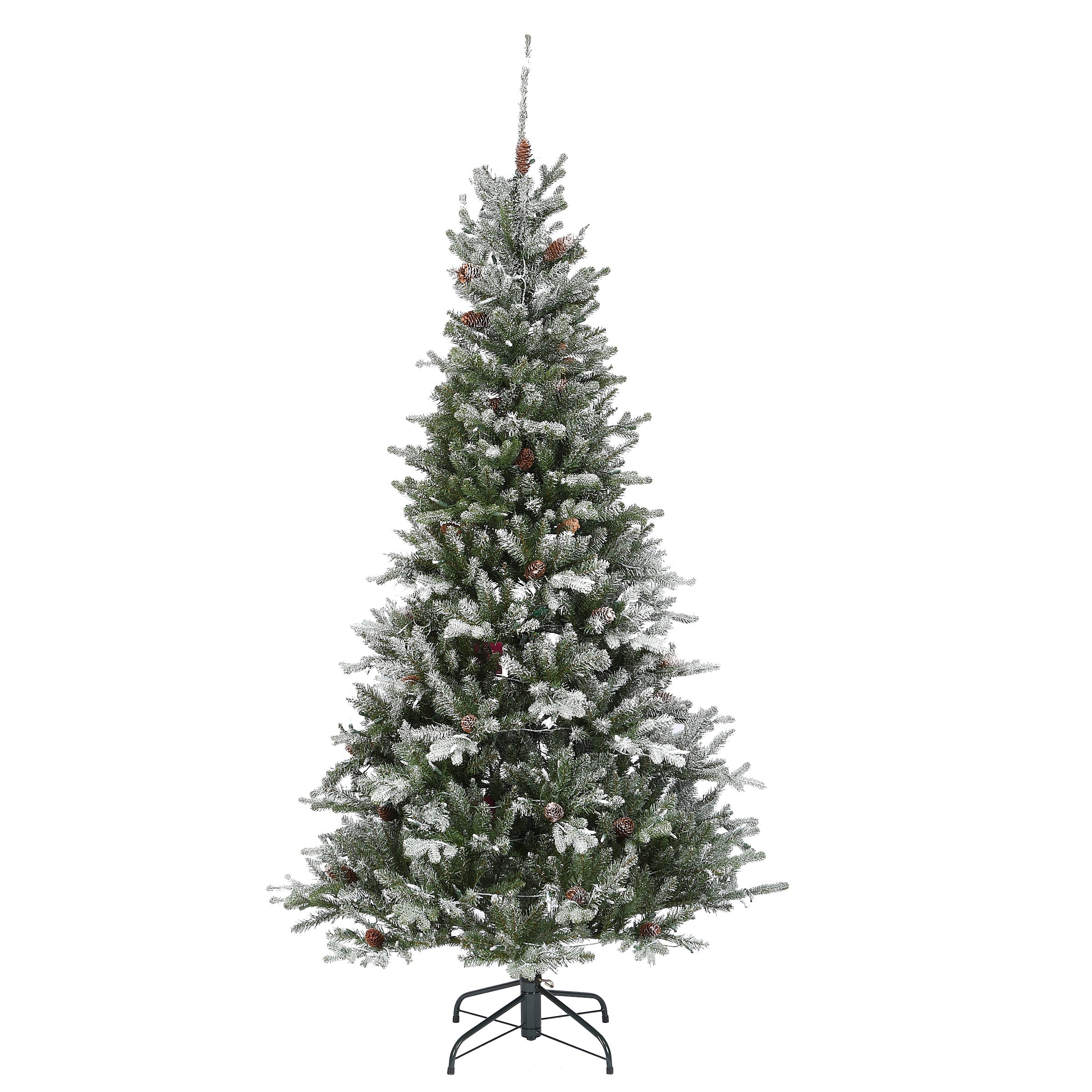 6.5 ft. Pre-Lit Snowy Morgan Spruce Slim Tree with Clear Lights