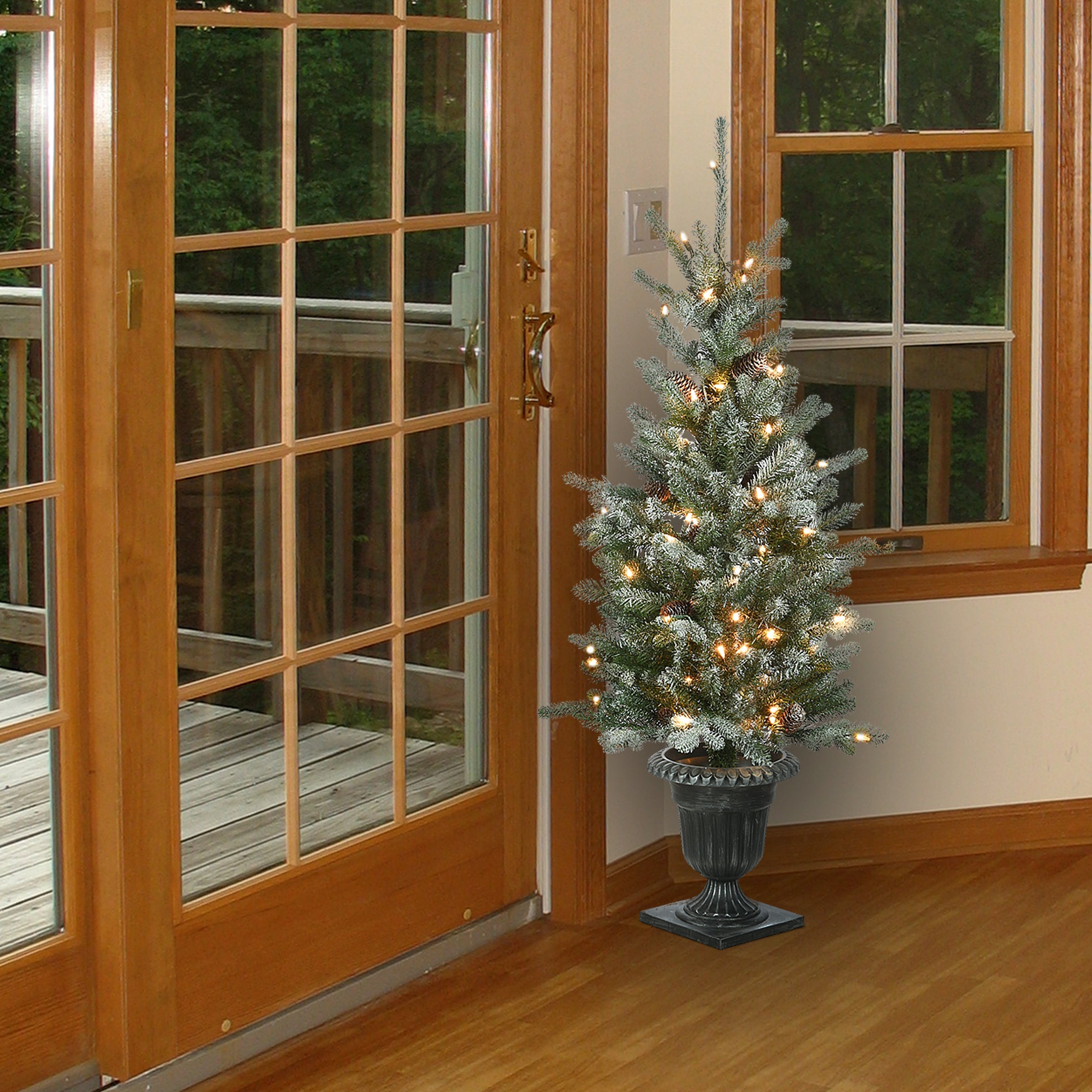 4 ft. Pre-Lit  Snowy Morgan Spruce Tree with Clear Lights