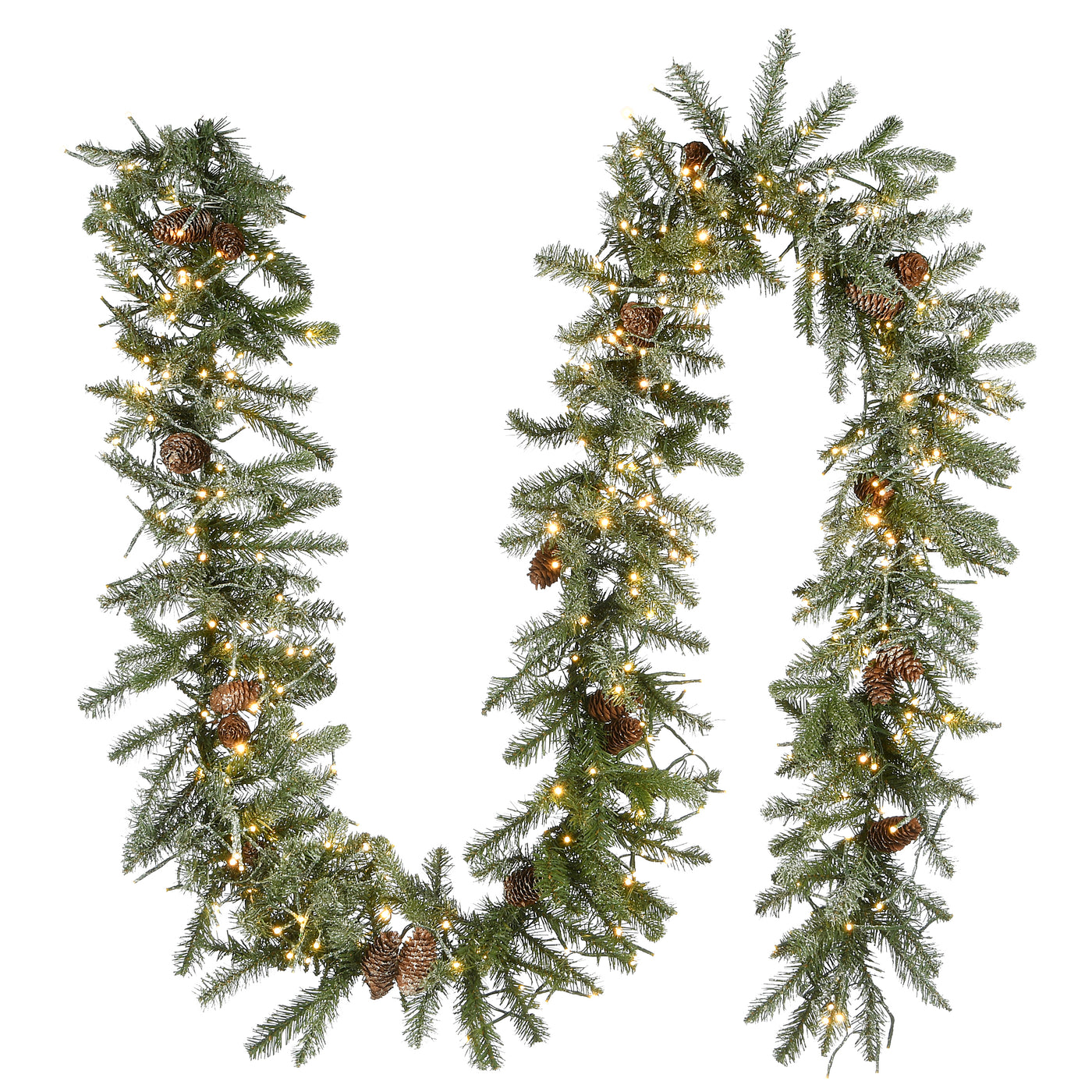 24 in. Pre-Lit Snowy Morgan Spruce Wreath with Dual Color LED Lights