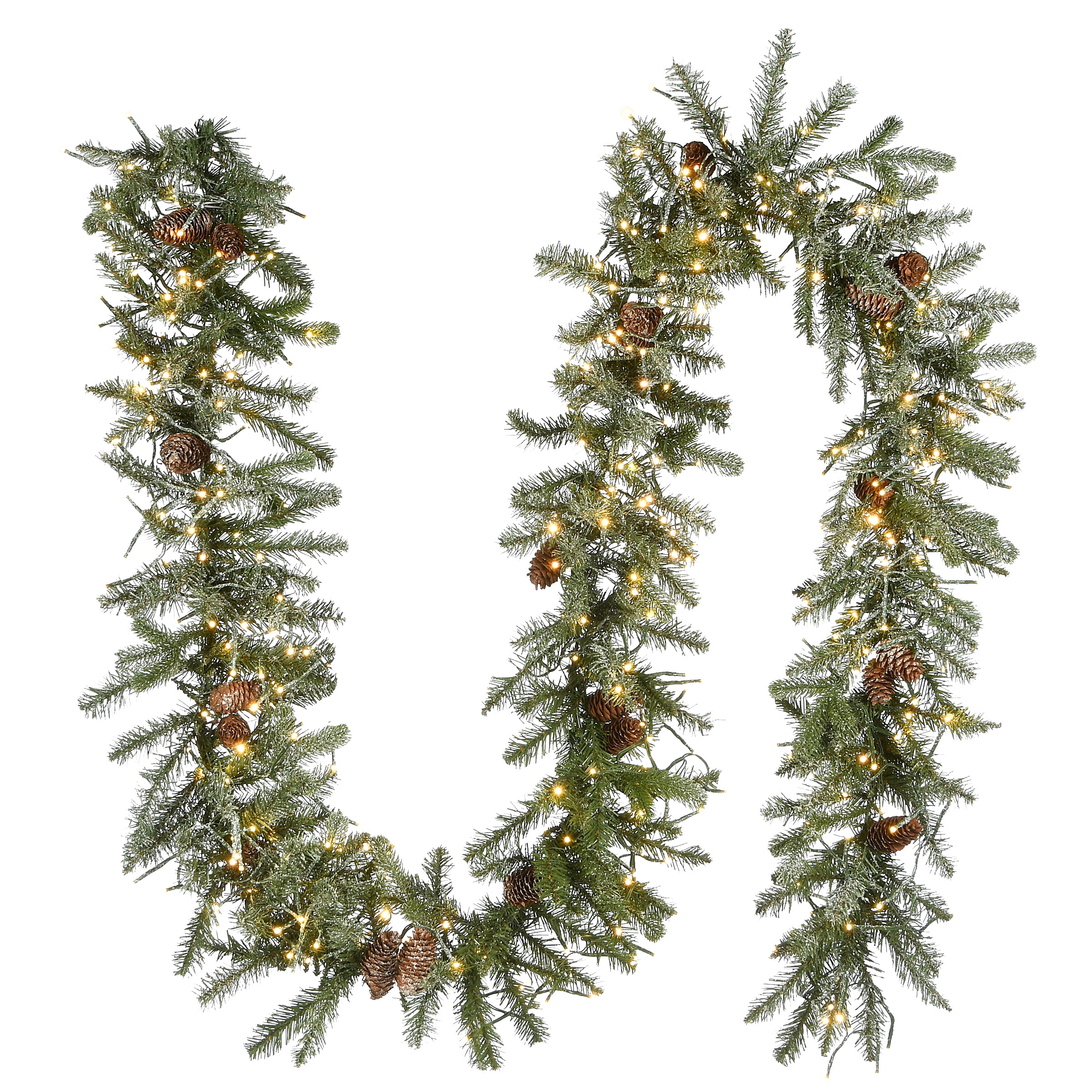 24 in. Pre-Lit Snowy Morgan Spruce Wreath with Dual Color LED Lights