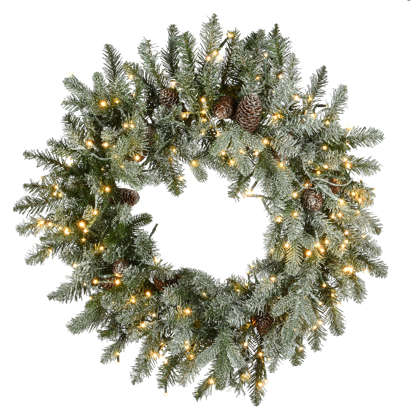 9 ft. Pre-Lit Snowy Morgan Spruce Garland with White Lights