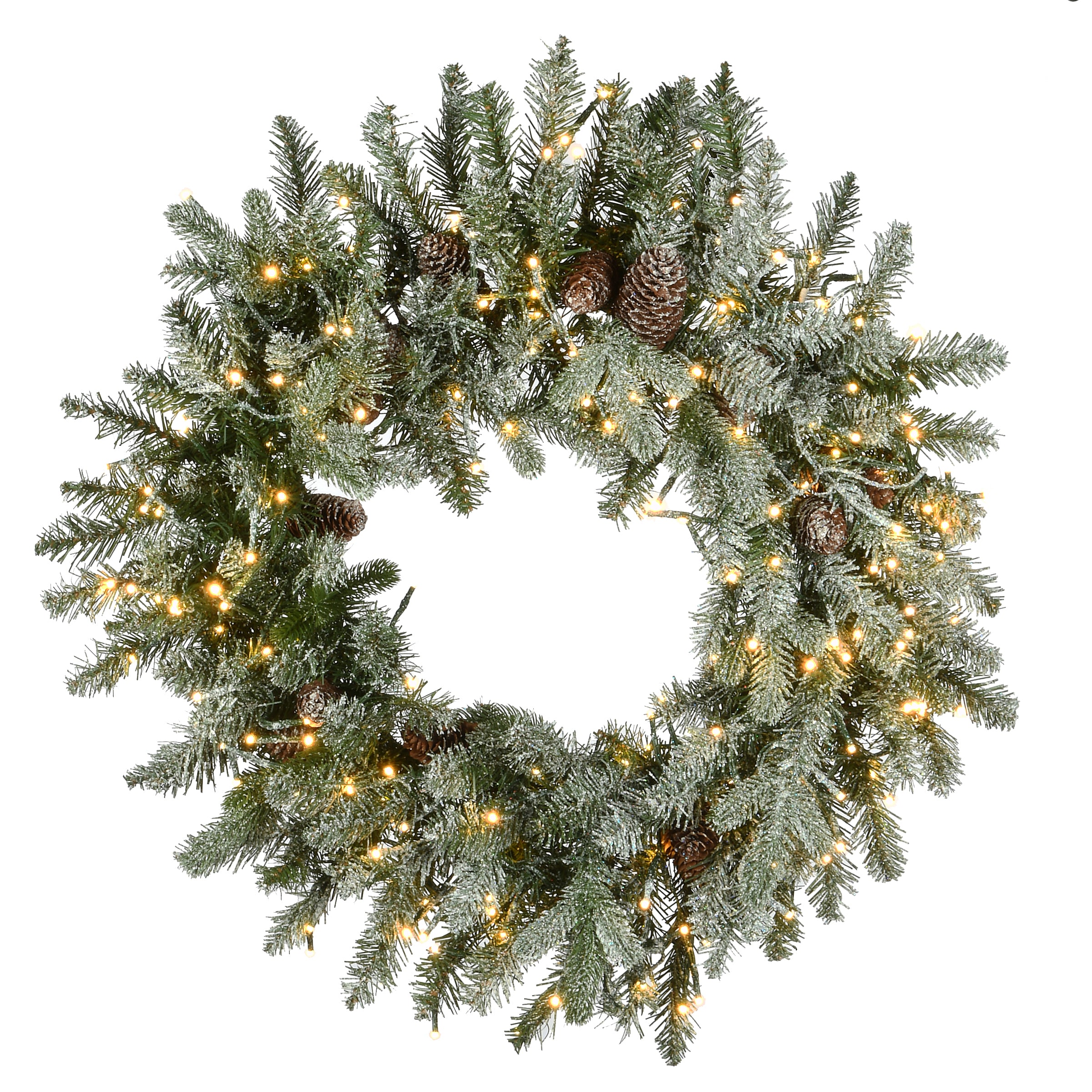 9 ft. Pre-Lit Snowy Morgan Spruce Garland with White Lights