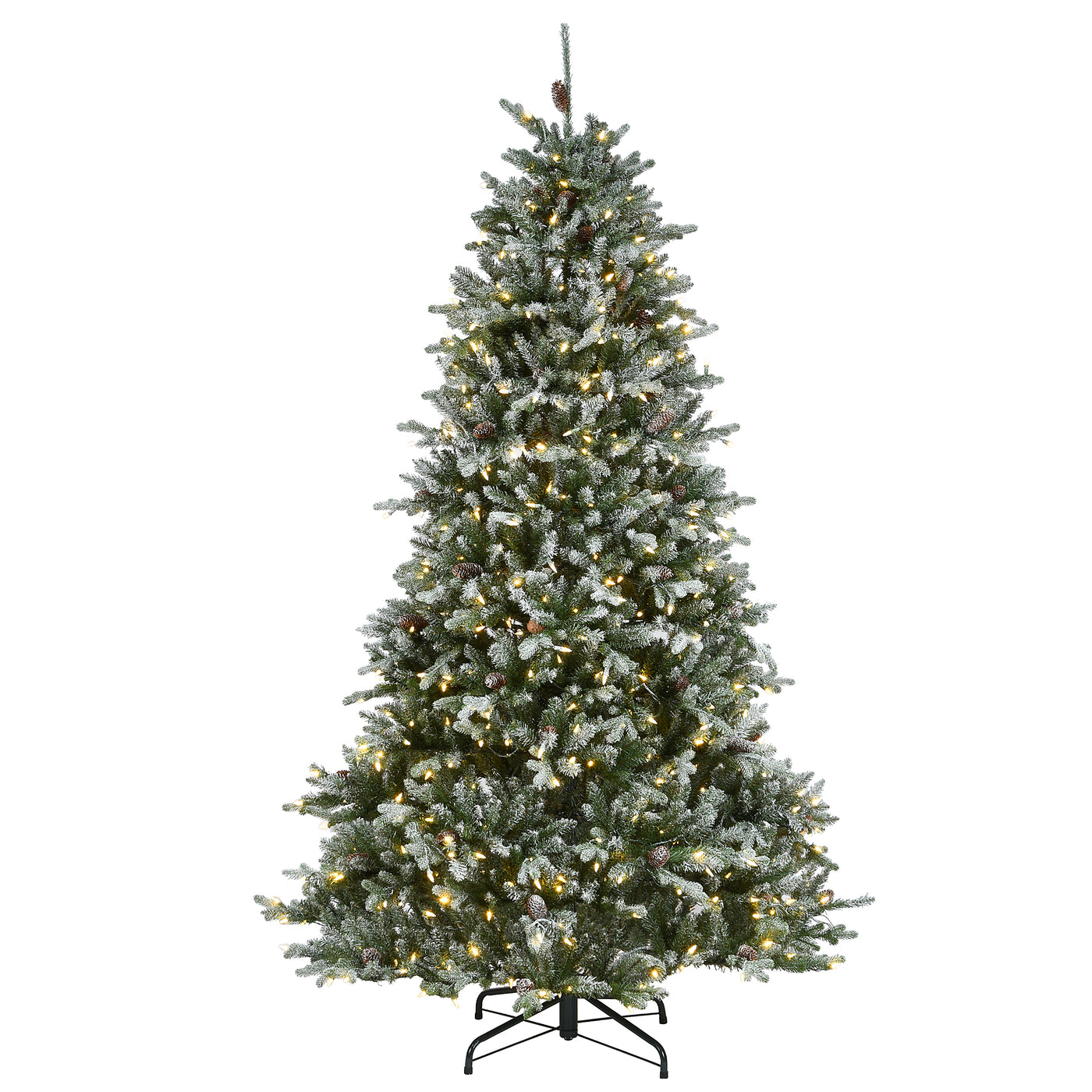 7.5 ft. Pre-Lit Snowy Morgan Spruce Tree with Dual Color LED Lights