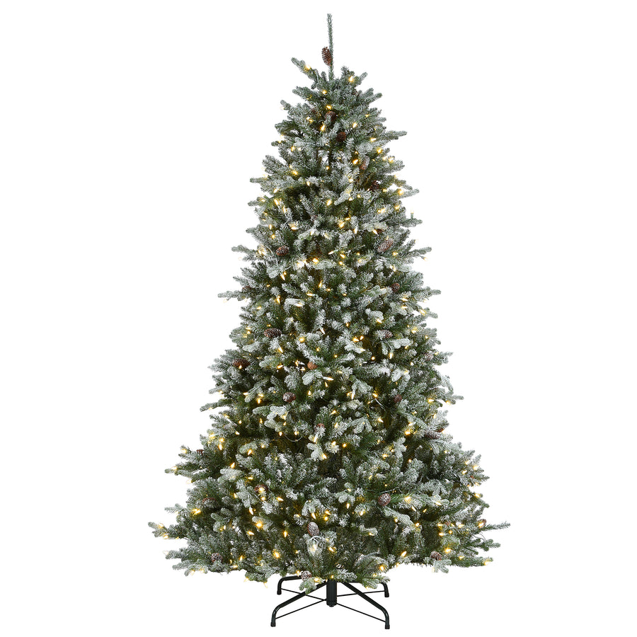 7.5 ft. Pre-Lit Snowy Morgan Spruce Tree with Dual Color LED Lights