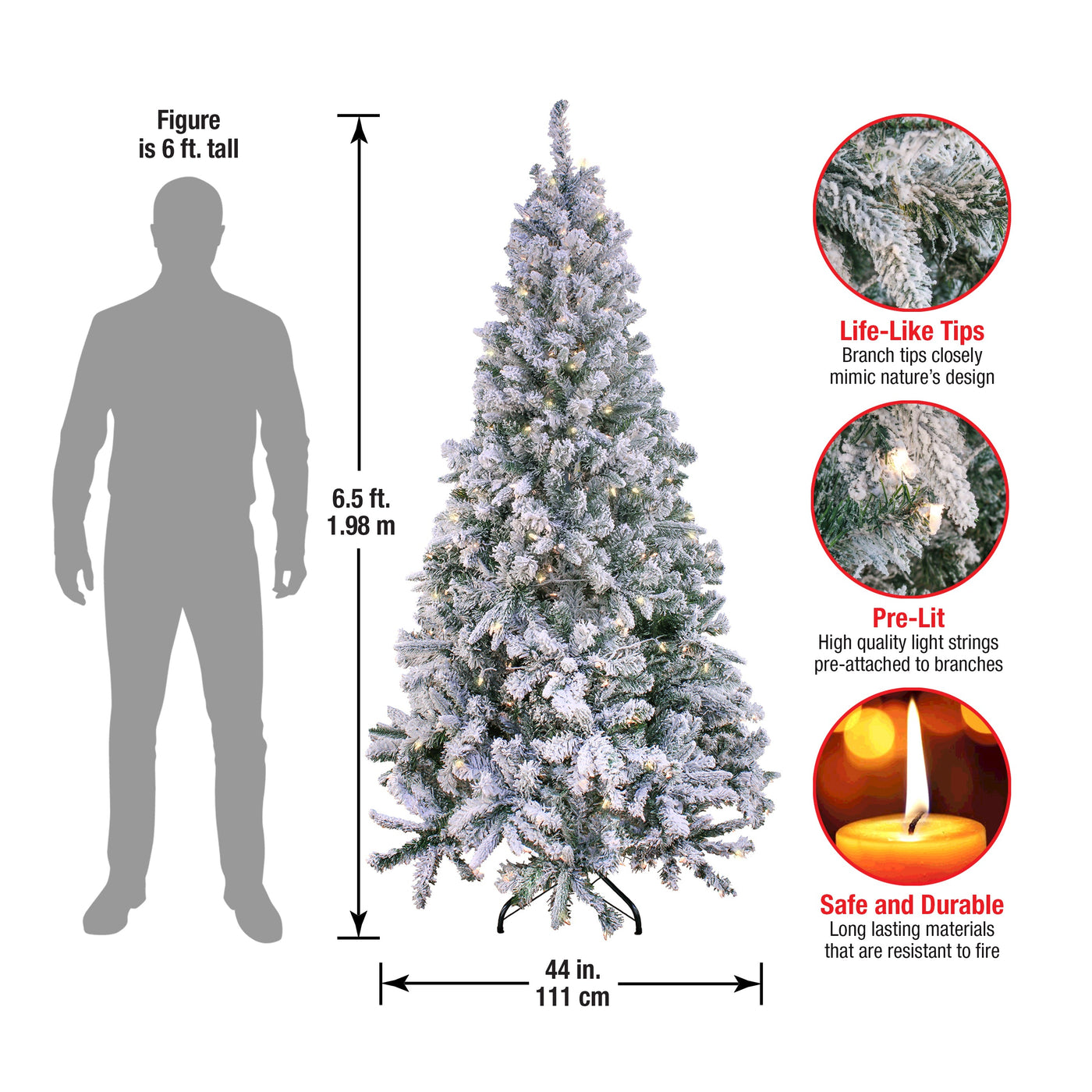 6.5 ft. Pre-Lit Snowy Mixed Pine Tree with Clear Lights