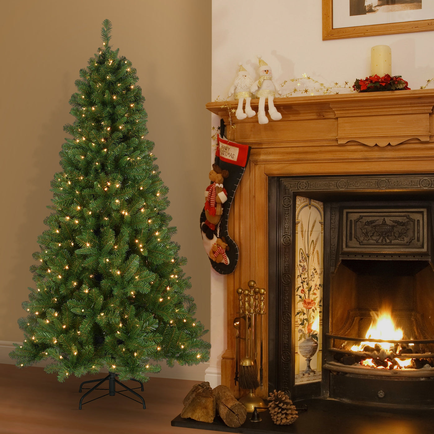 6.5 ft. Pre-Lit Mixed Pine Tree with Clear Lights