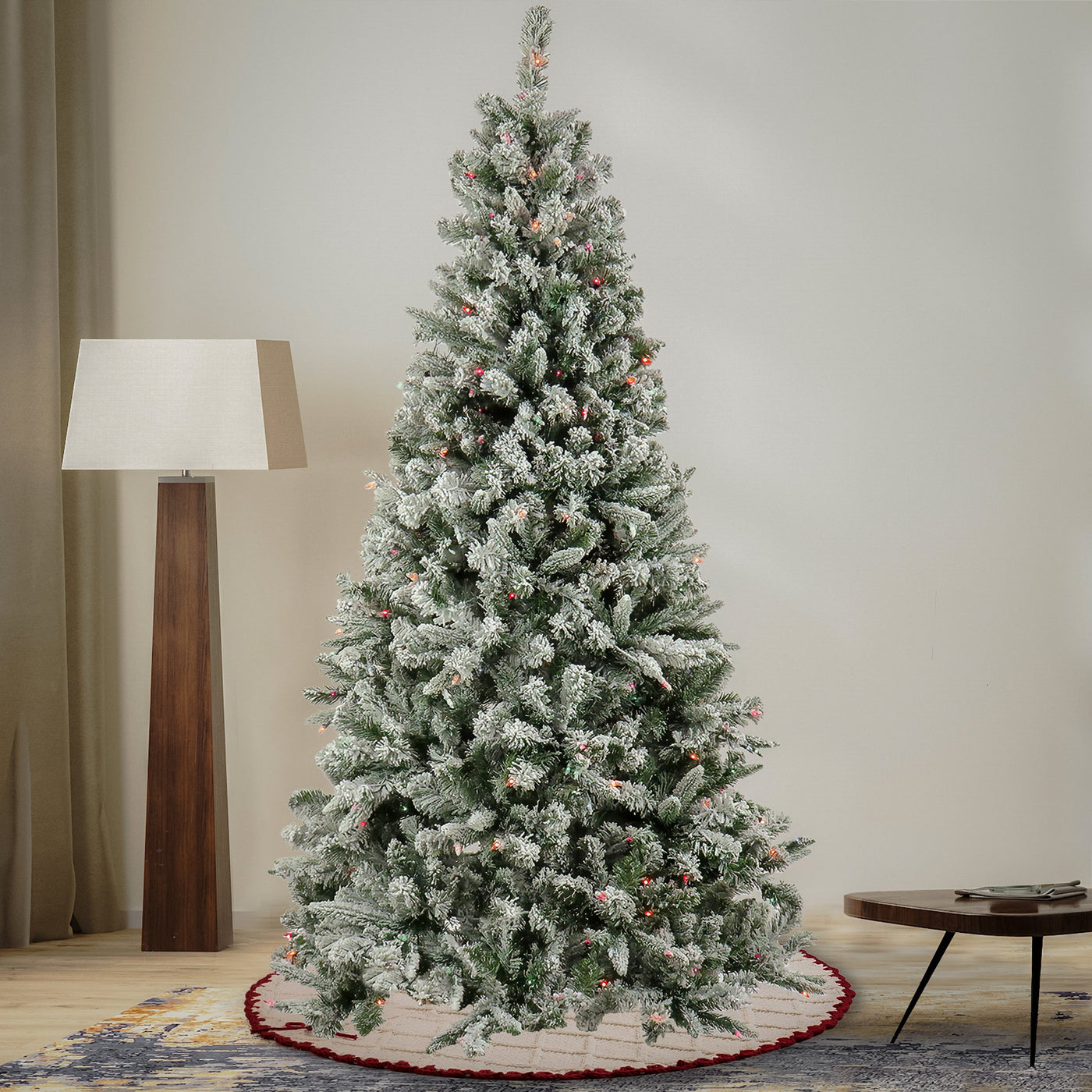 6.5 ft. Pre-Lit Snowy Mixed Pine Tree with Multicolor Lights