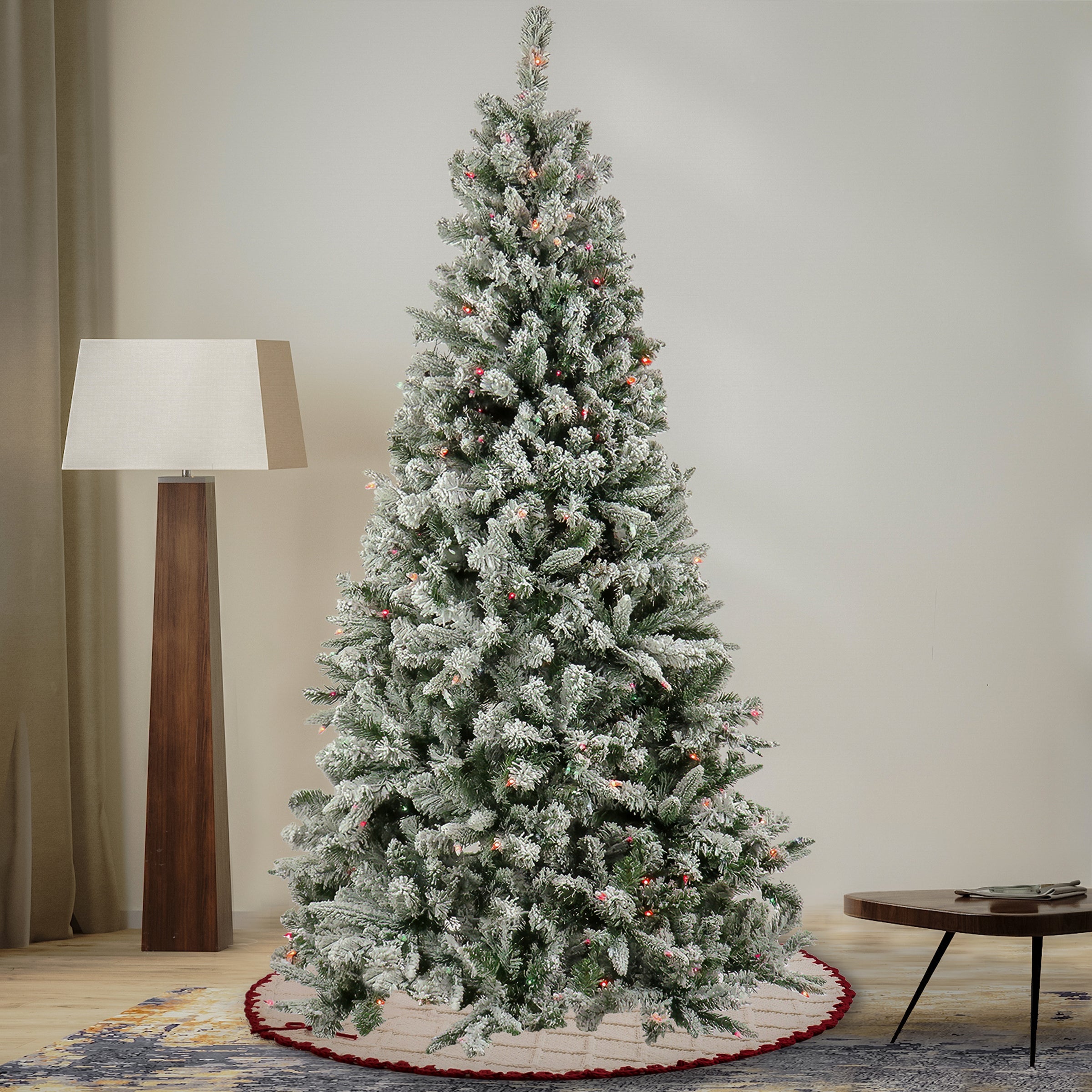 6.5 ft. Pre-Lit Snowy Mixed Pine Tree with Multicolor Lights