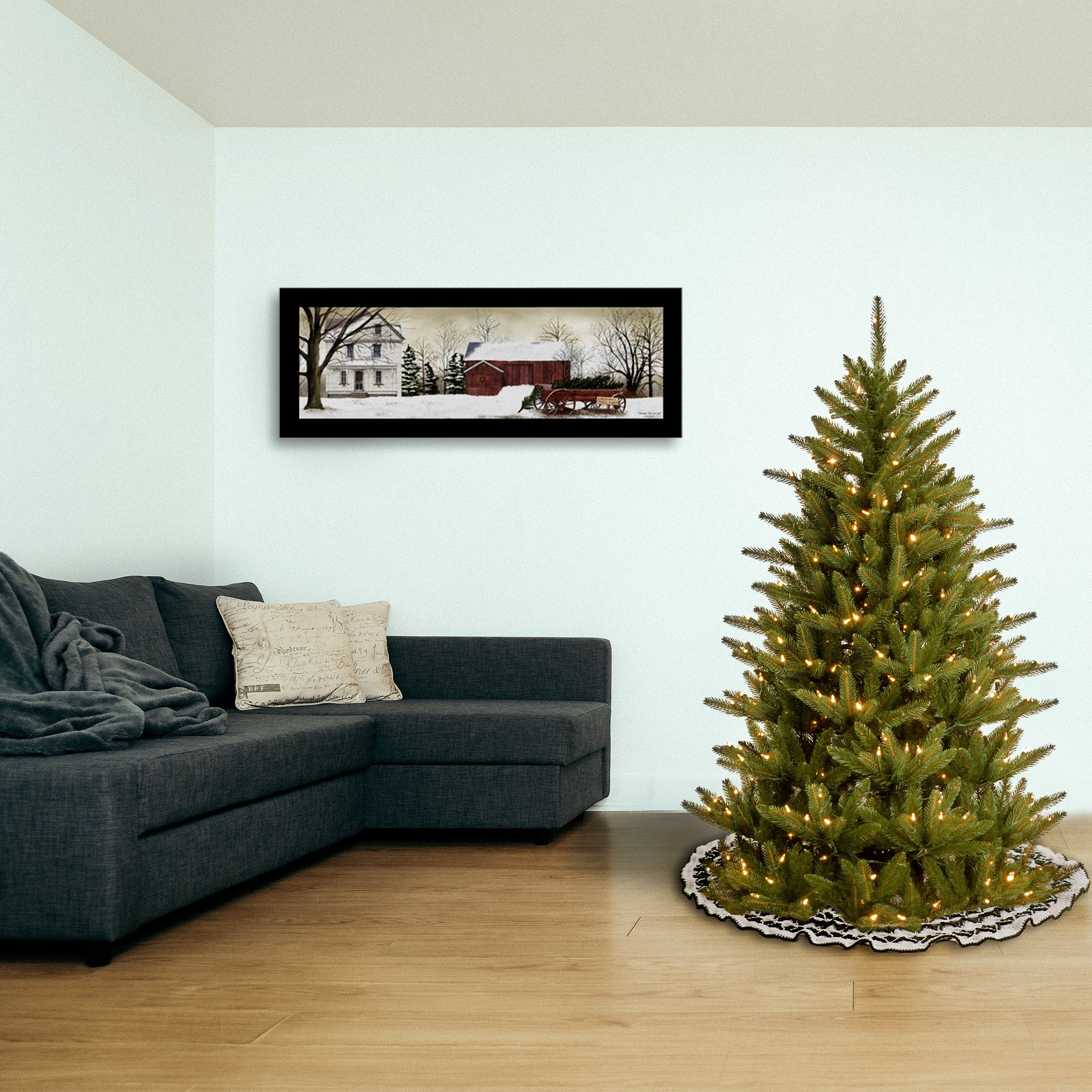 4.5 ft. Pre-Lit Natural Fraser Fir Feel Real Slim Tree with Clear Lights