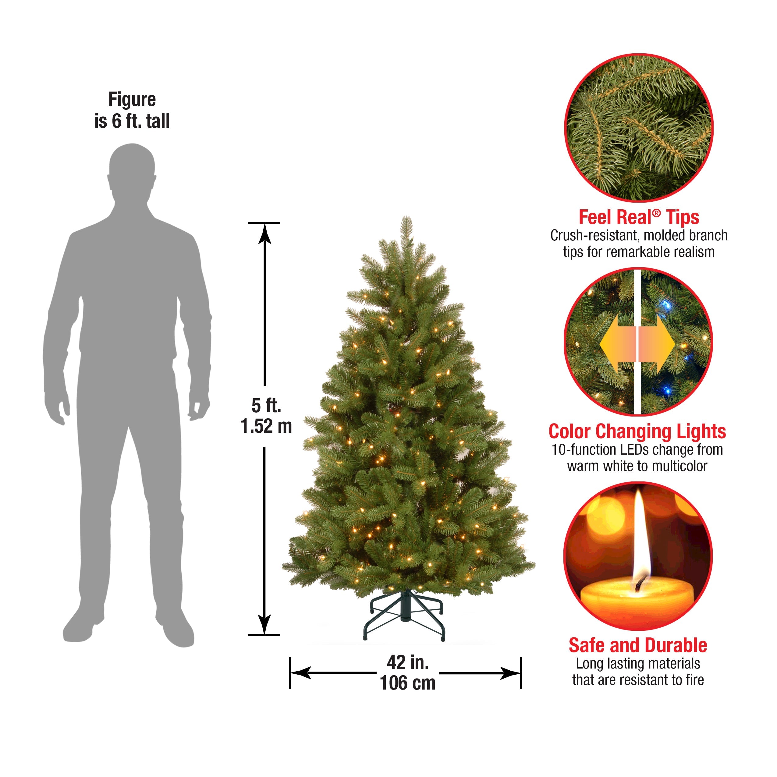 5 ft. Pre-Lit Newberry Spruce Tree with Dual Color LED Lights