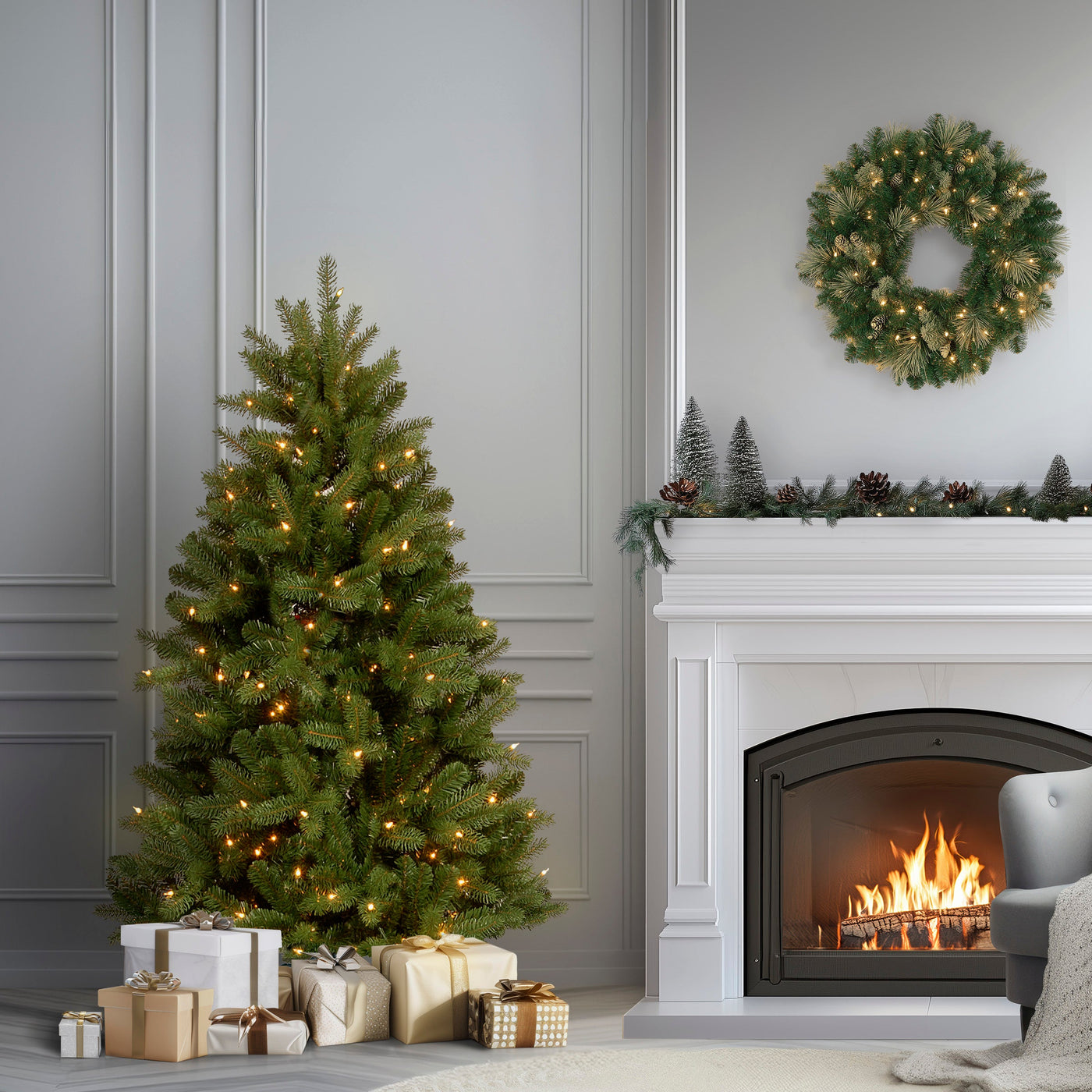 5 ft. Pre-Lit Newberry Spruce Tree with Dual Color LED Lights