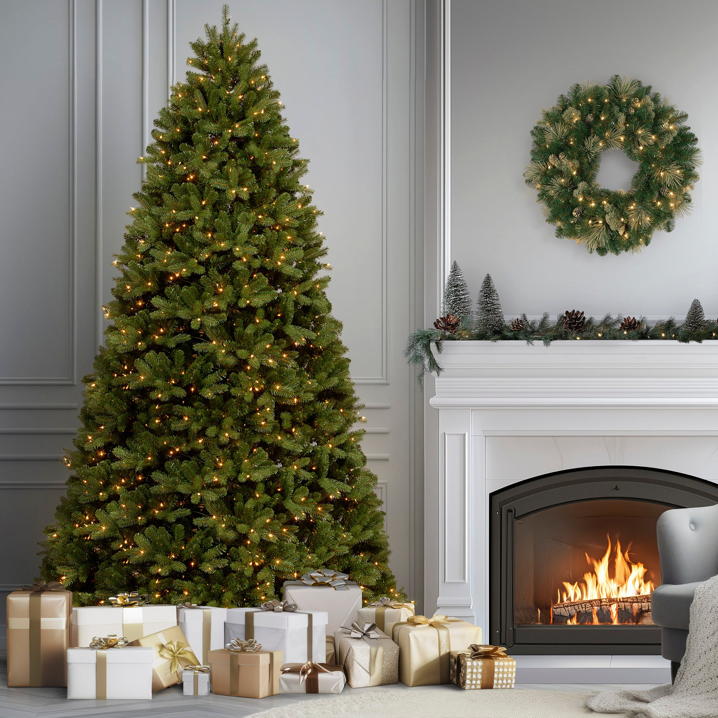 9 ft. Pre-Lit Newberry Spruce Tree with PowerConnect Dual Color LED Lights