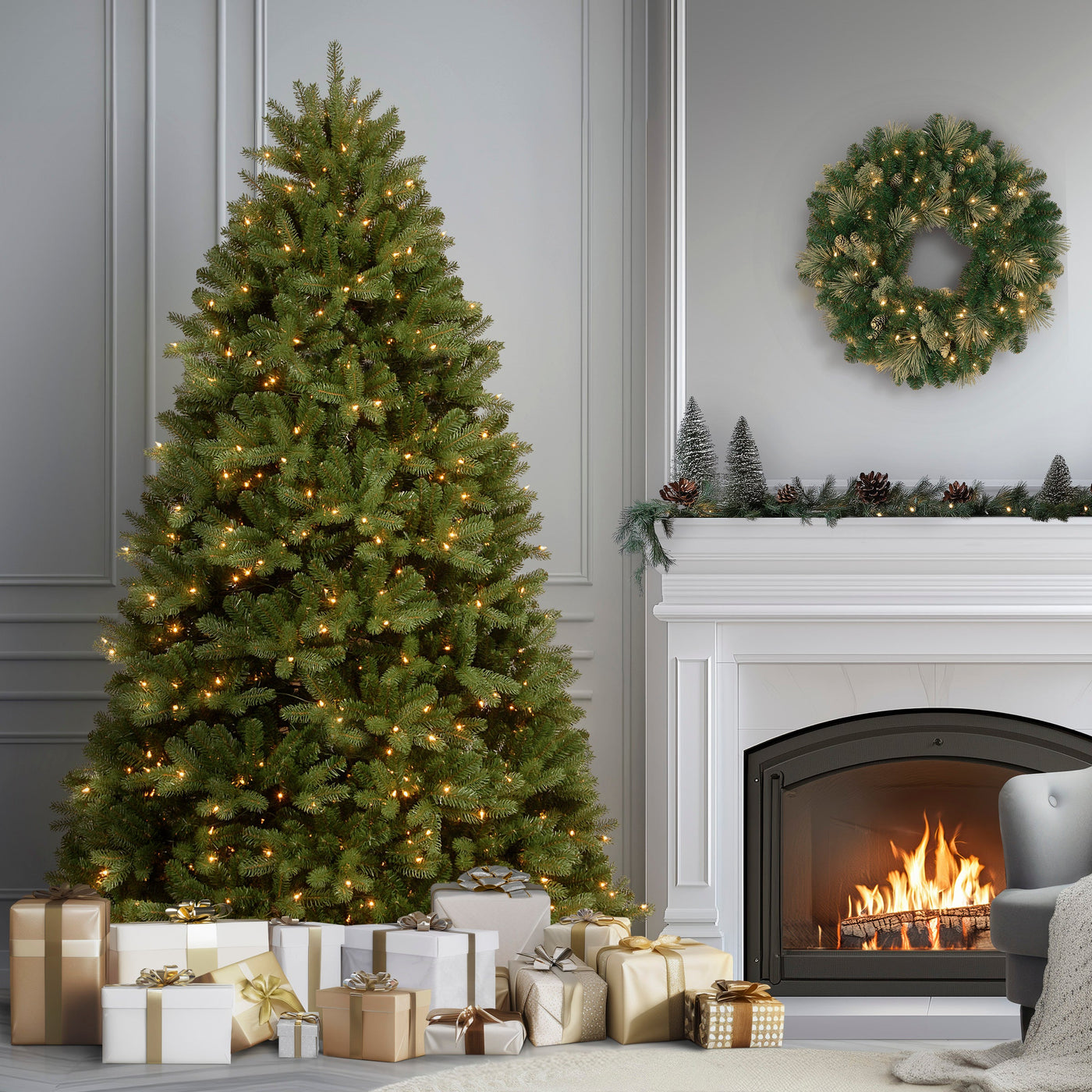 8 ft. Pre-Lit Newberry Spruce Tree with PowerConnect Dual Color LED Lights