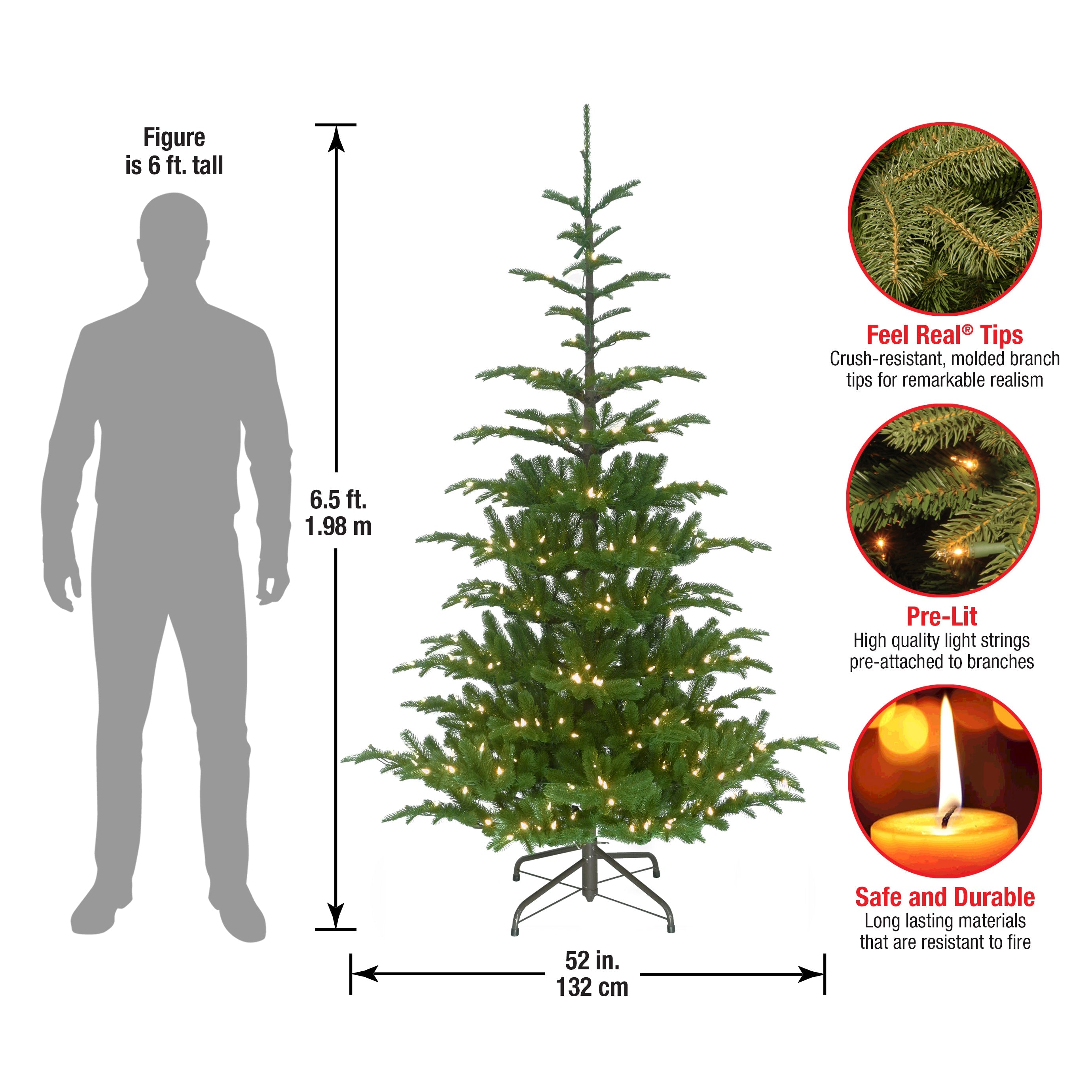 6.5 ft. Pre-Lit Norwegian Spruce Tree with Clear Lights