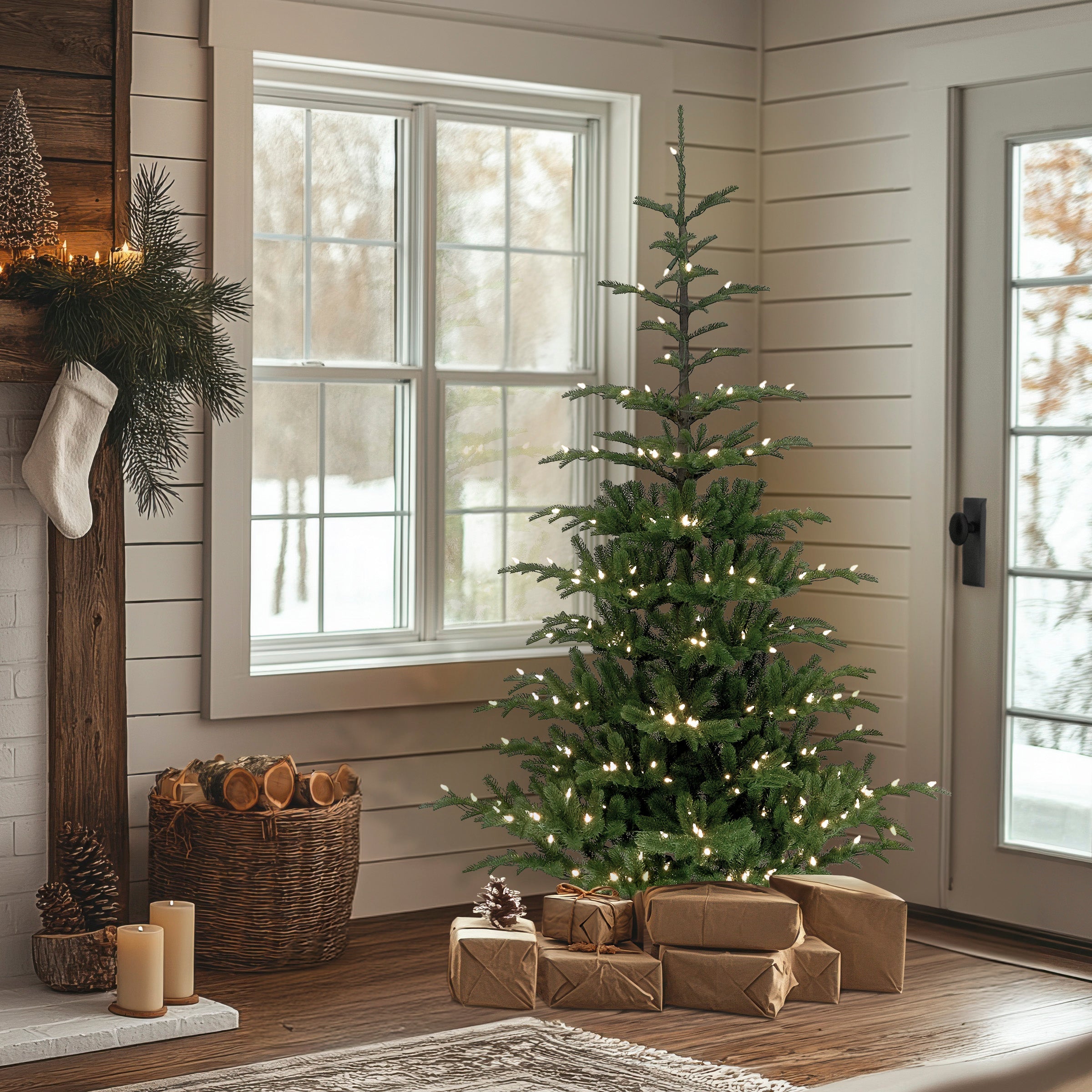 6.5 ft. Pre-Lit Norwegian Spruce Tree with Clear Lights