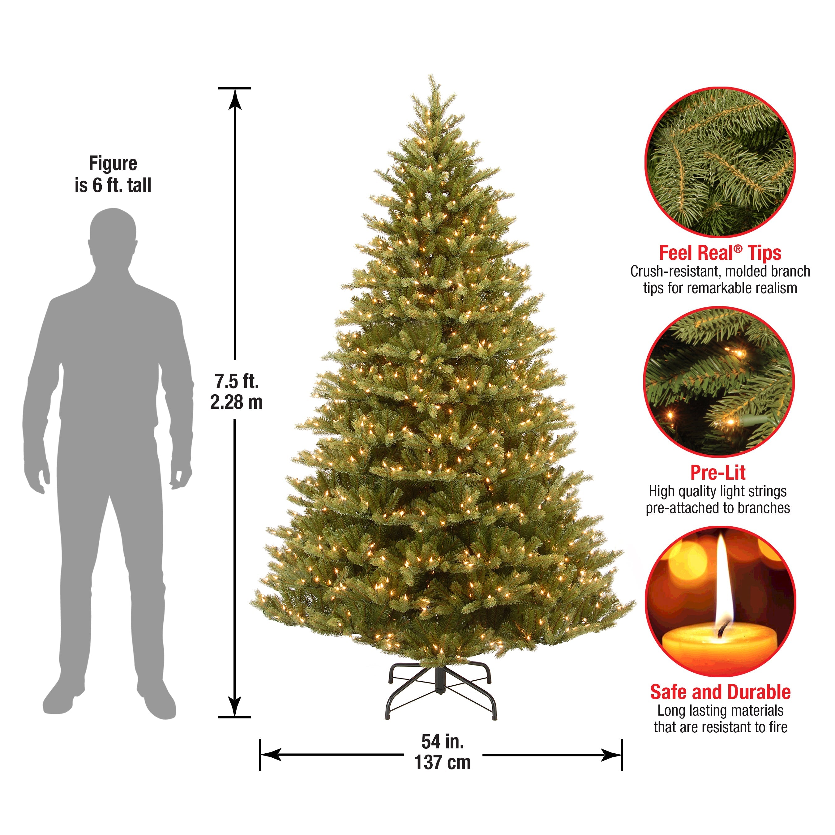 7.5 ft. Pre-Lit Normandy Fir Tree with Clear Lights