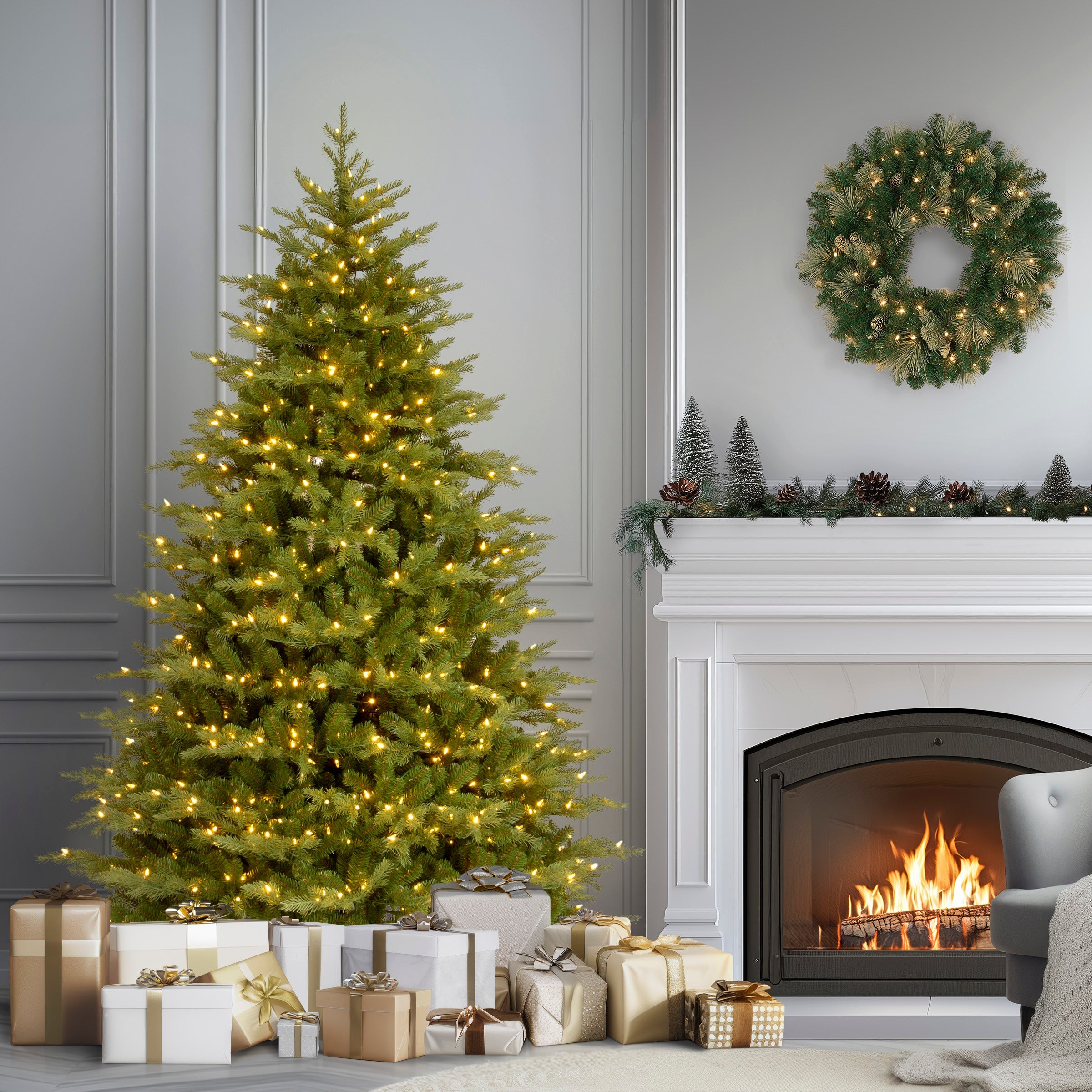 7.5 ft. Pre-Lit Nordic Spruce Medium Tree with Clear Lights