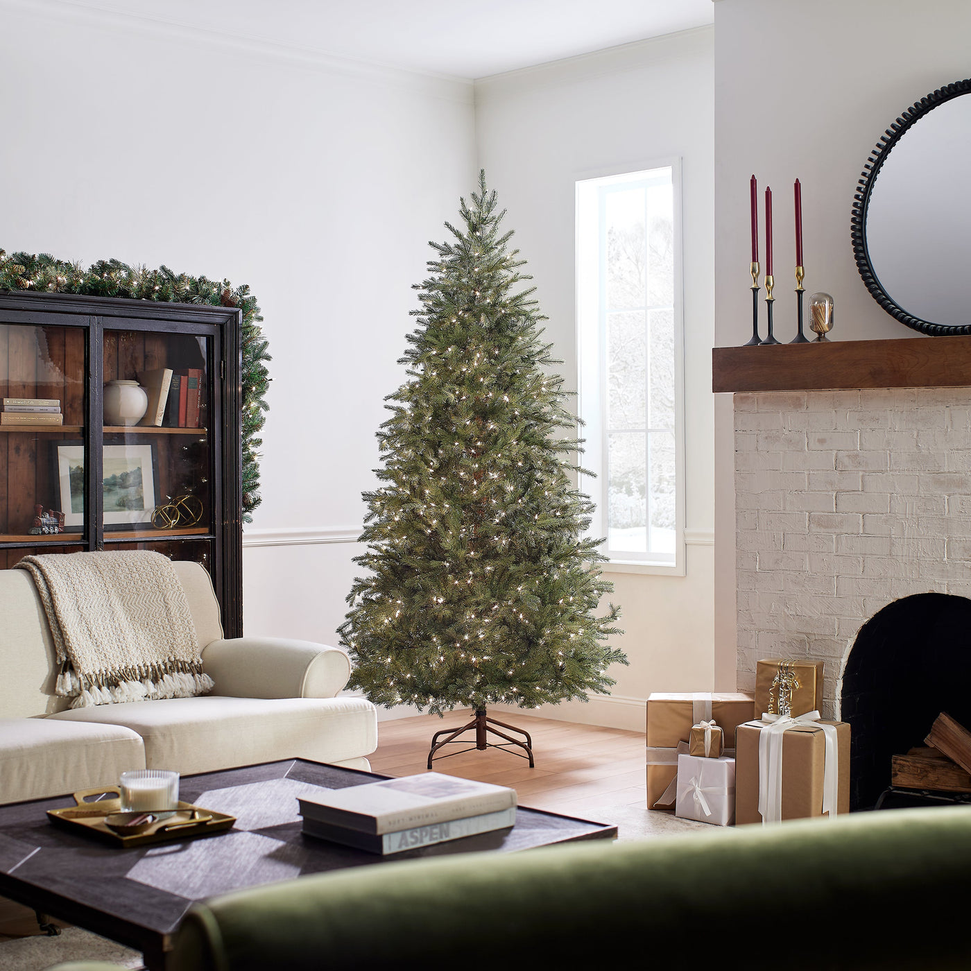 7.5 ft. Pre-Lit Nordic Spruce Slim Tree with Clear Lights