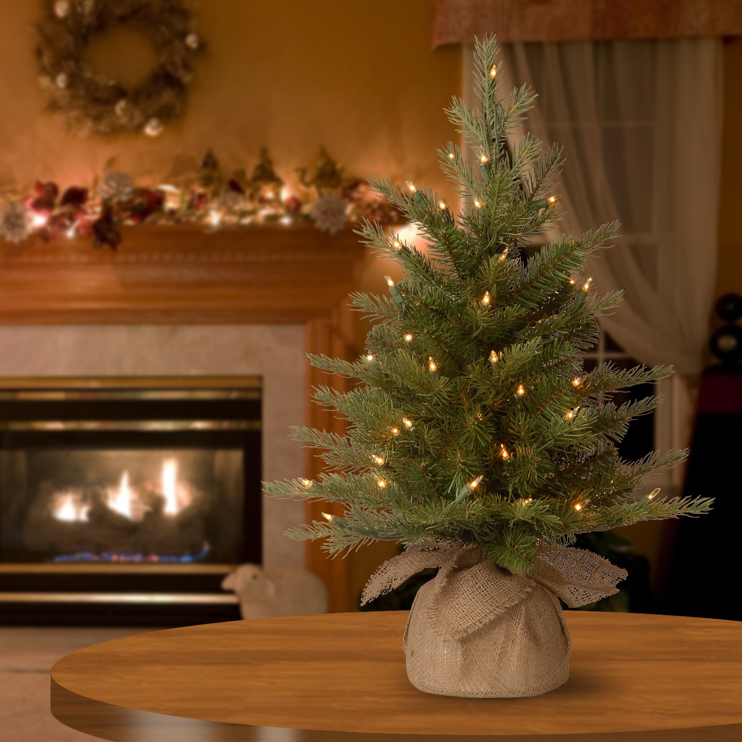 2 ft. Pre-Lit Nordic Spruce Tree with Clear Lights