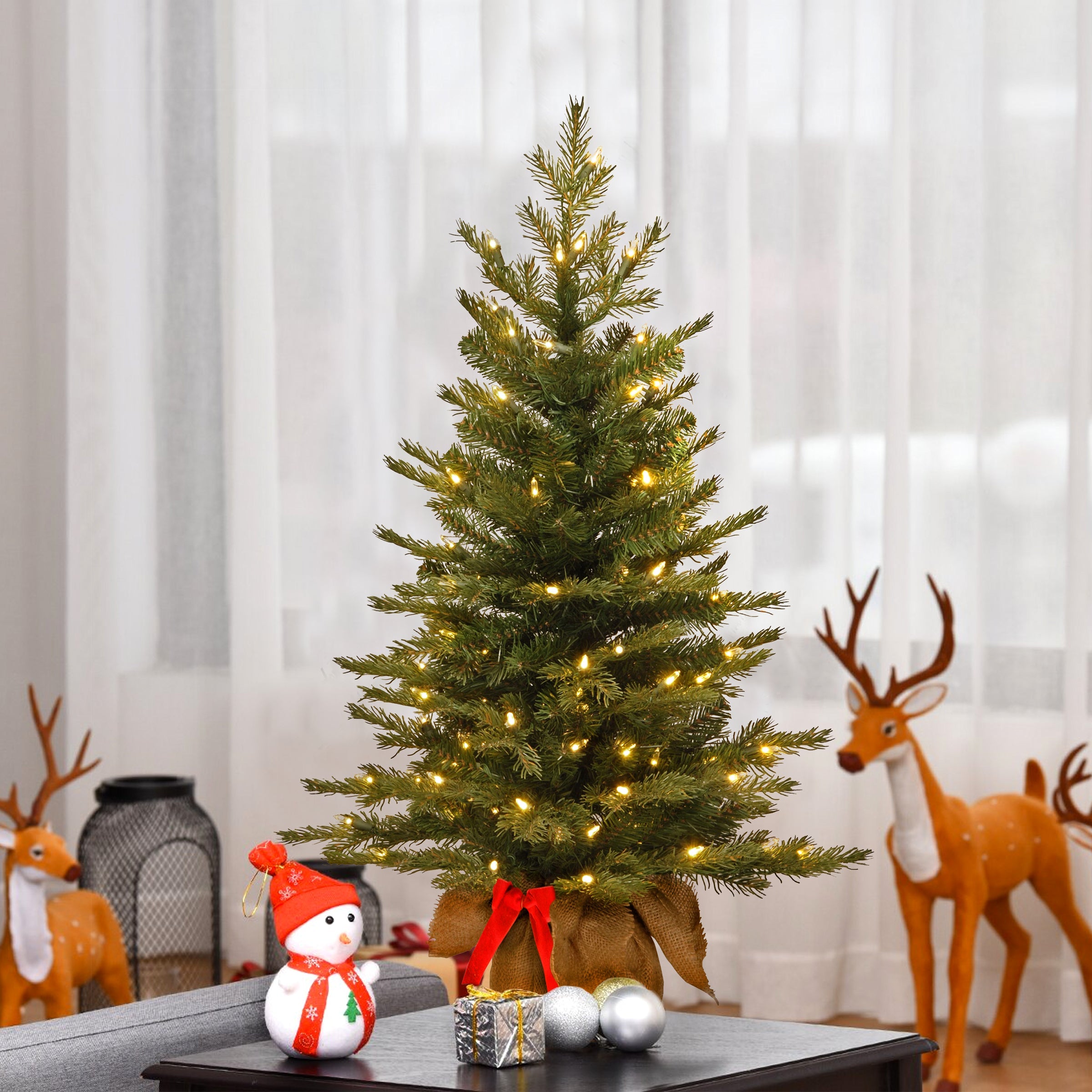3 ft. Pre-Lit Nordic Spruce Tree with LED Lights