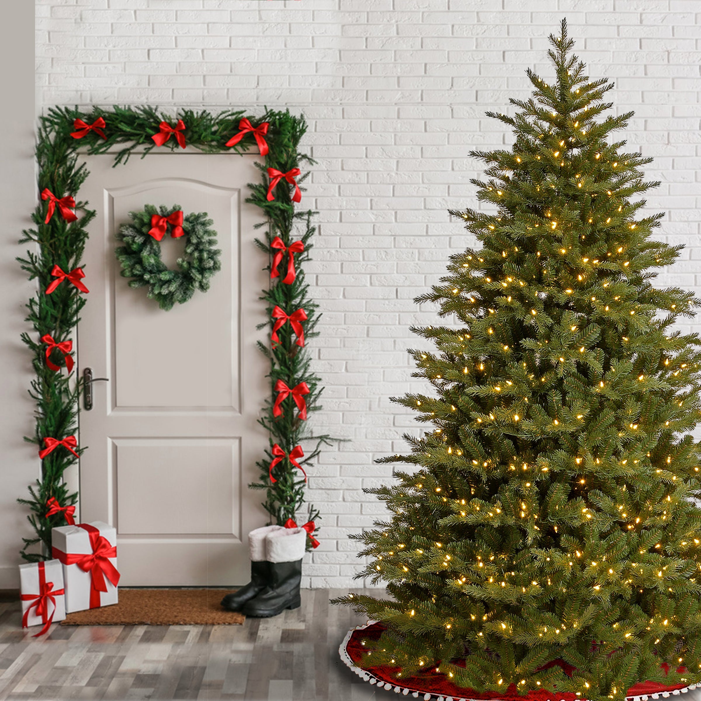 7.5 ft. Pre-Lit Nordic Spruce Medium Tree with Dual Color LED Lights