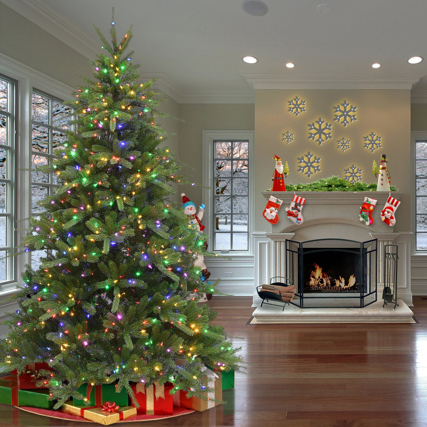7.5 ft. Pre-Lit Ponderosa Fir Tree with Dual Color LED Lights