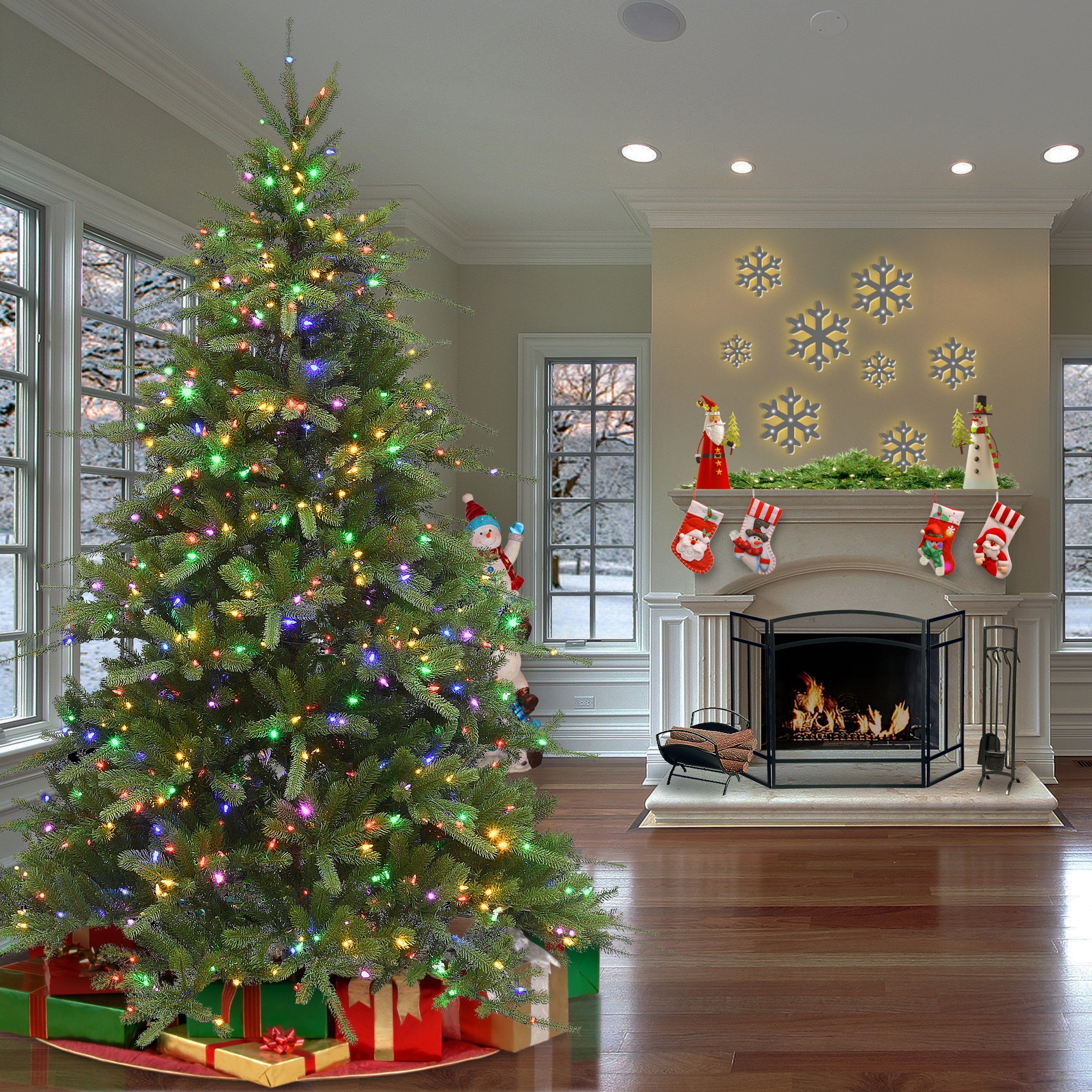 7.5 ft. Pre-Lit Ponderosa Fir Tree with Dual Color LED Lights